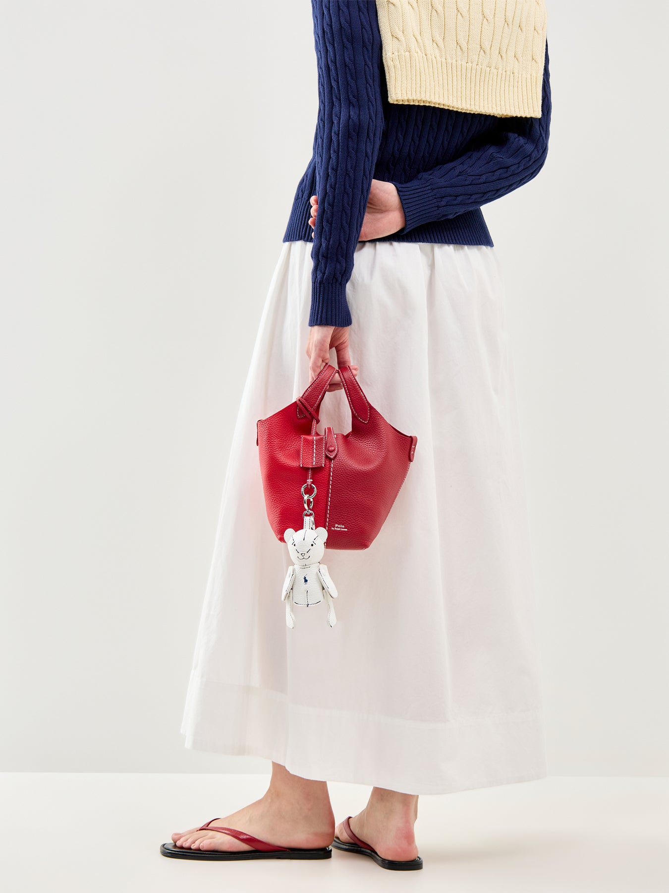 Shiny Drum Pebble Bucket Bag Red