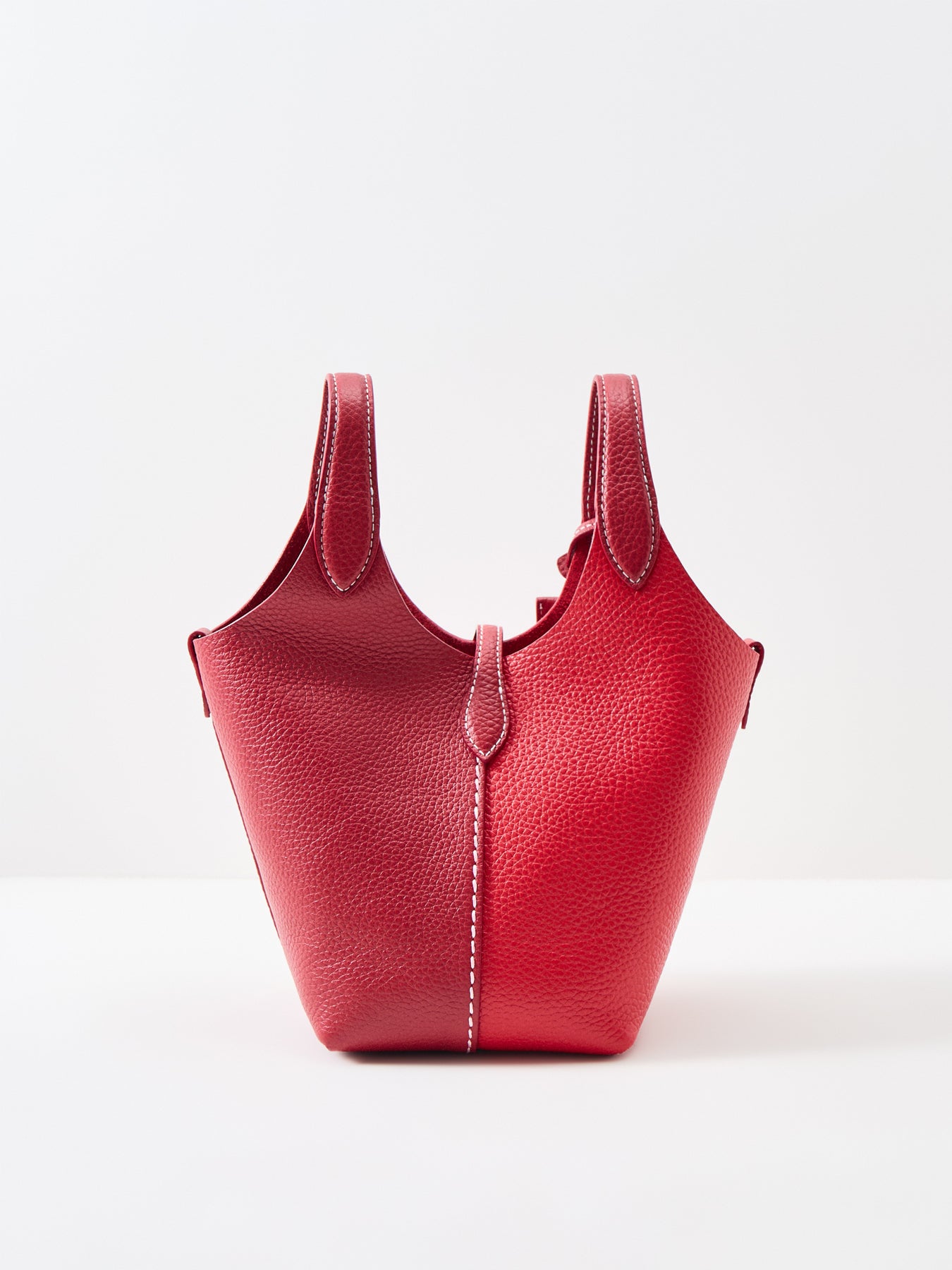Shiny Drum Pebble Bucket Bag Red