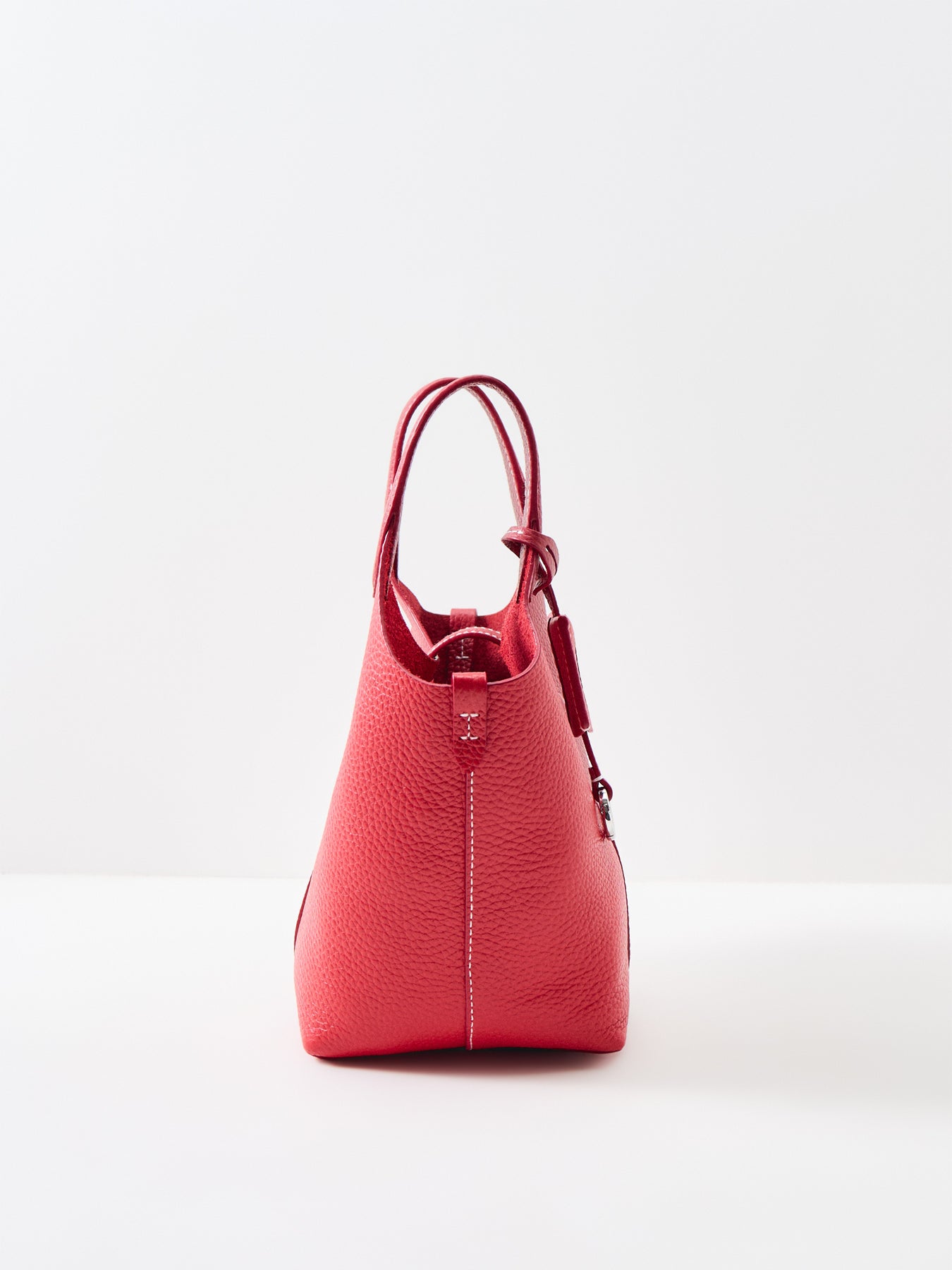 Shiny Drum Pebble Bucket Bag Red