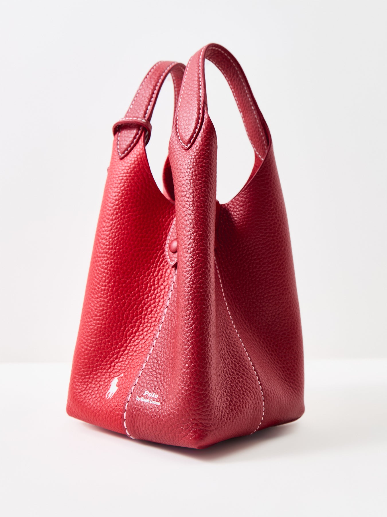 Shiny Drum Pebble Bucket Bag Red