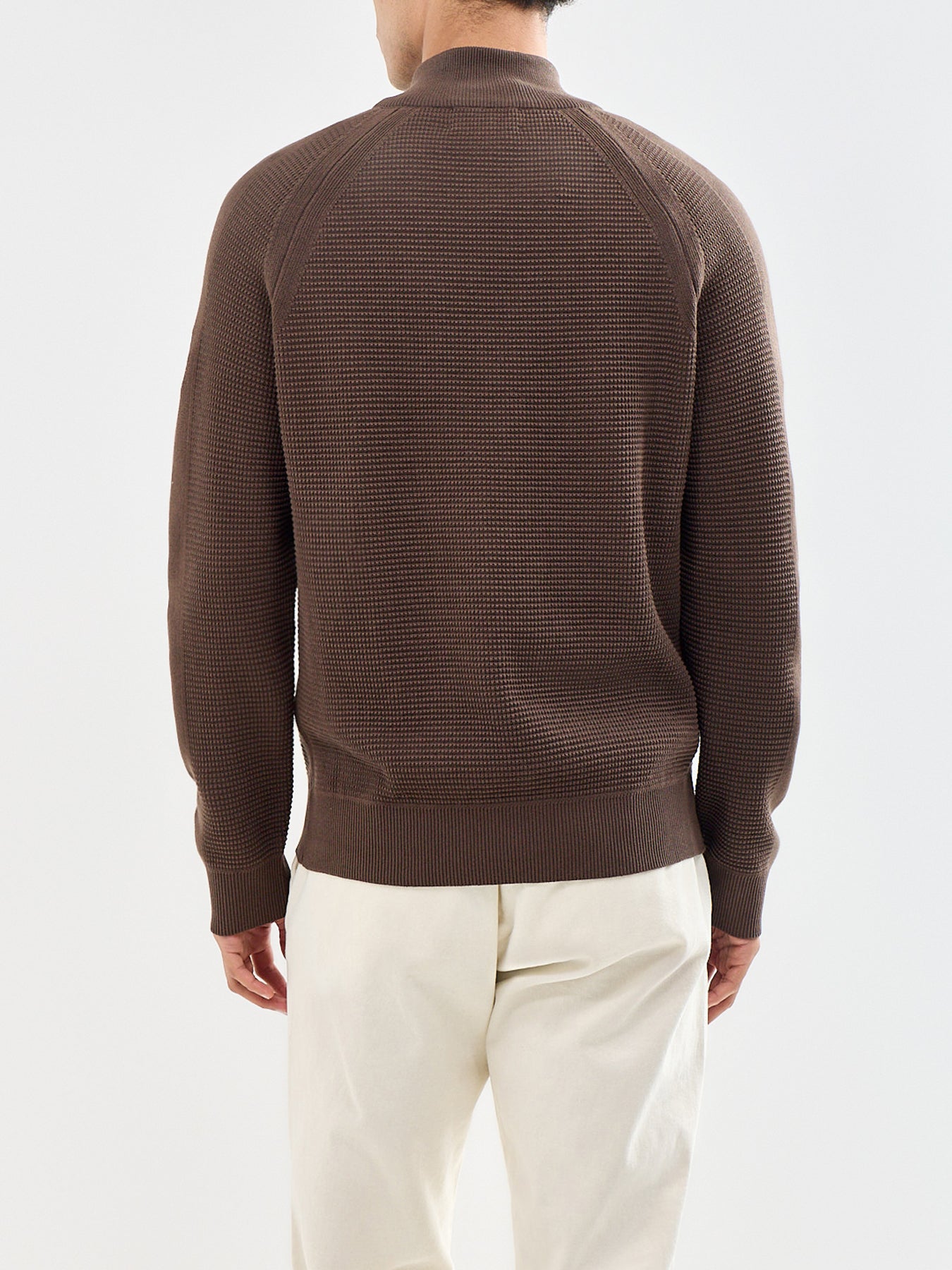 Bradwell Quarter Zip Cotton Jumper Olive