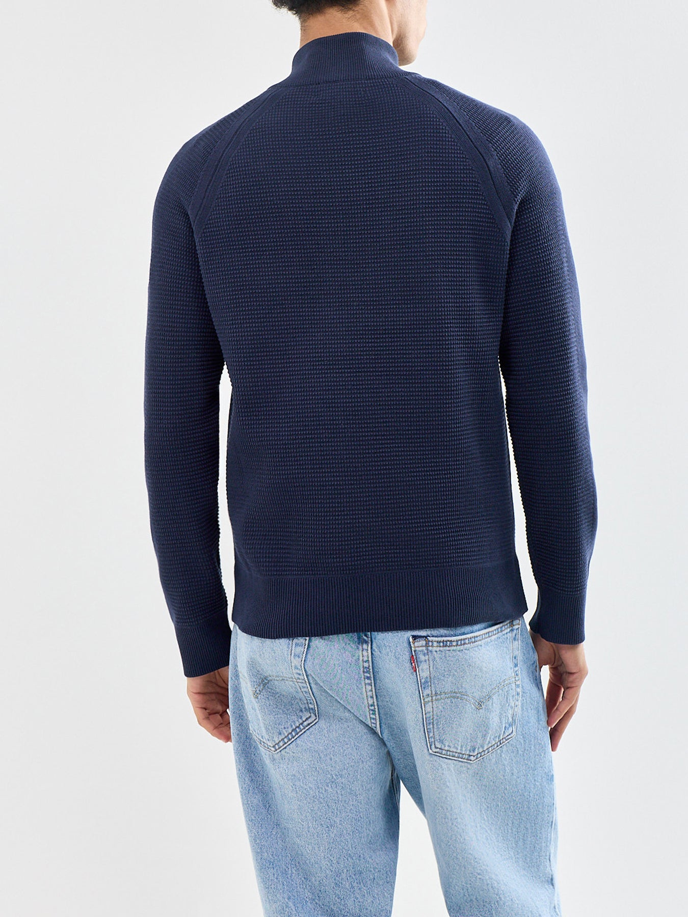 Bradwell Quarter Zip Cotton Jumper Navy