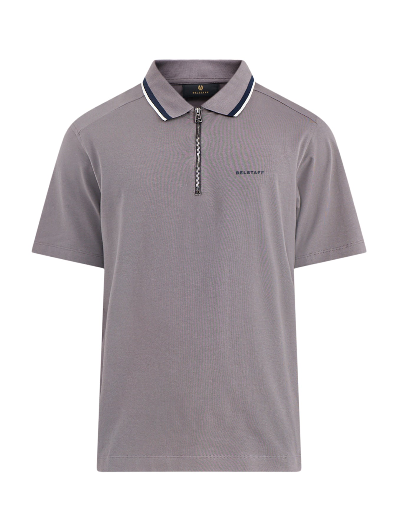 Alloy Tipped Zip Polo Shirt Grey