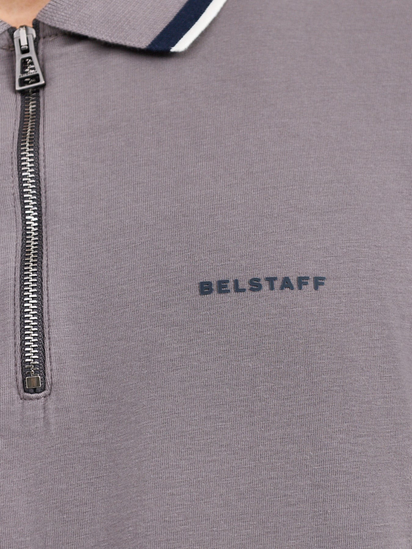 Alloy Tipped Zip Polo Shirt Grey