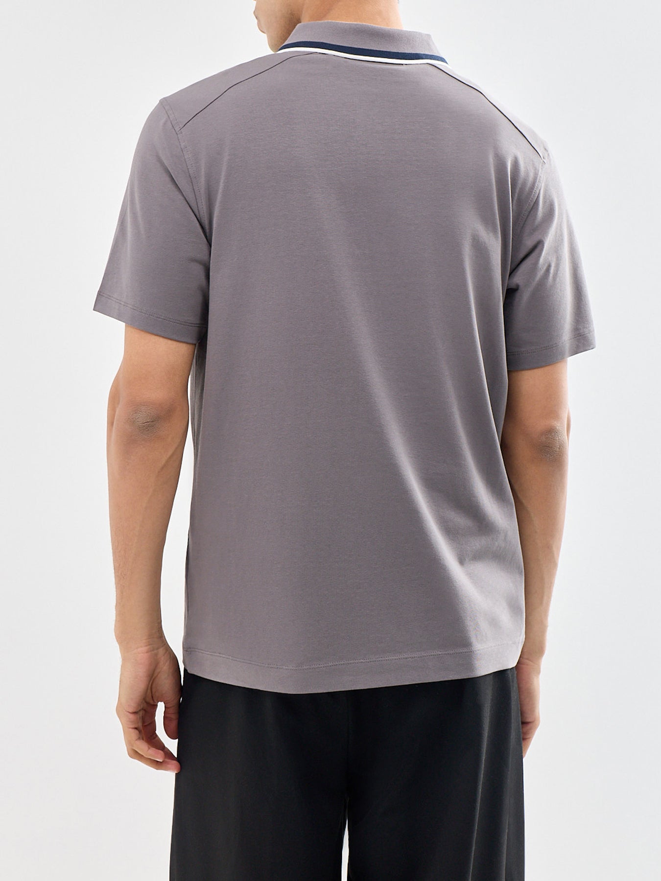 Alloy Tipped Zip Polo Shirt Grey