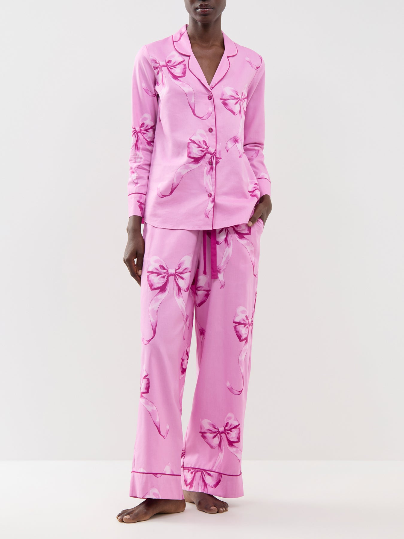 Bow Print Wide Leg Pyjama Bottoms