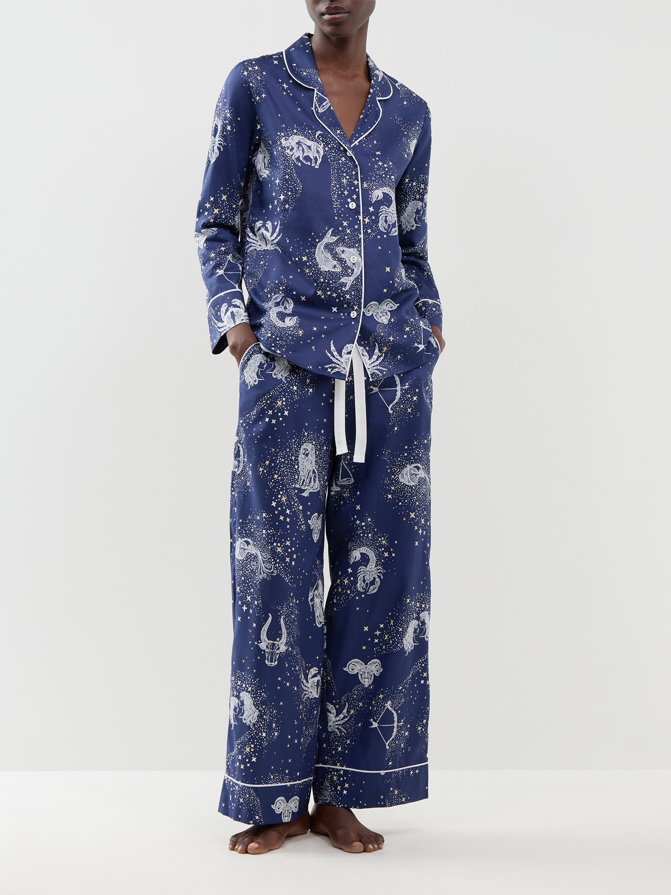 Zodiac Print Wide Leg Pyjama Bottoms