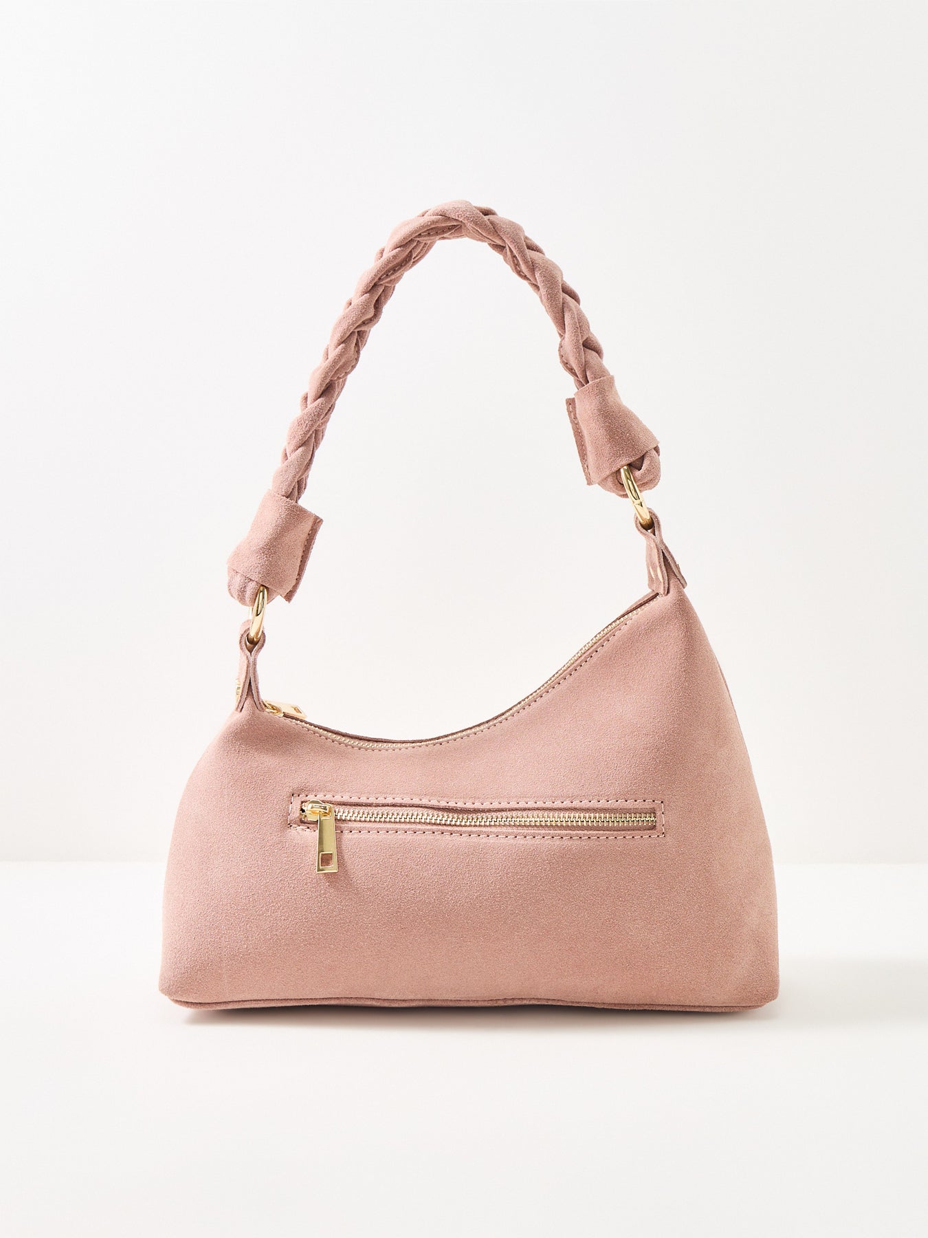 Marley Braid Suede Shoulder Bag Pink