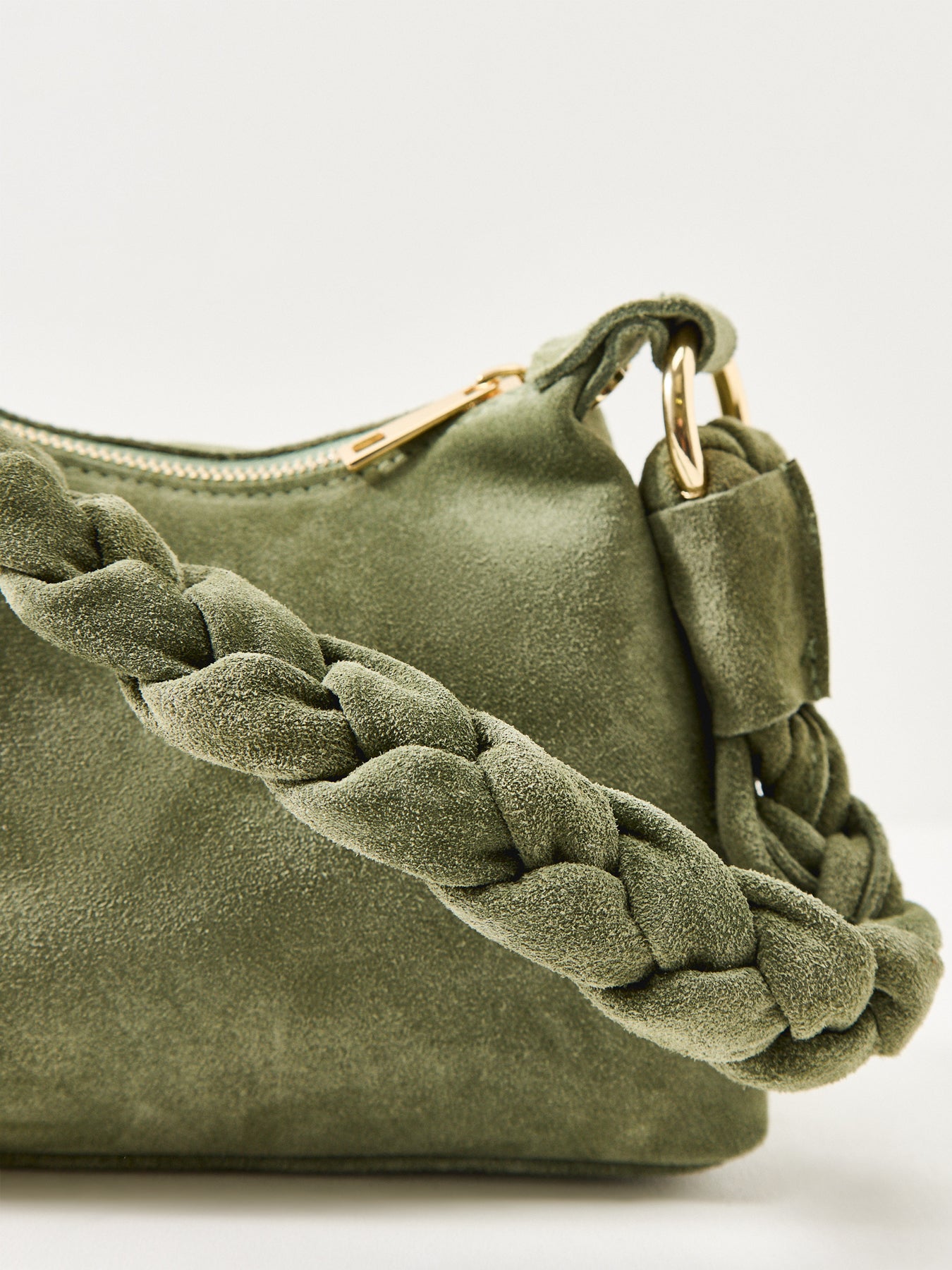 Marley Braid Suede Shoulder Bag Green
