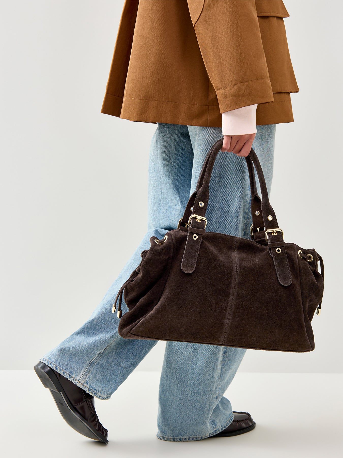 Beltra Large Suede Tote Bag Brown