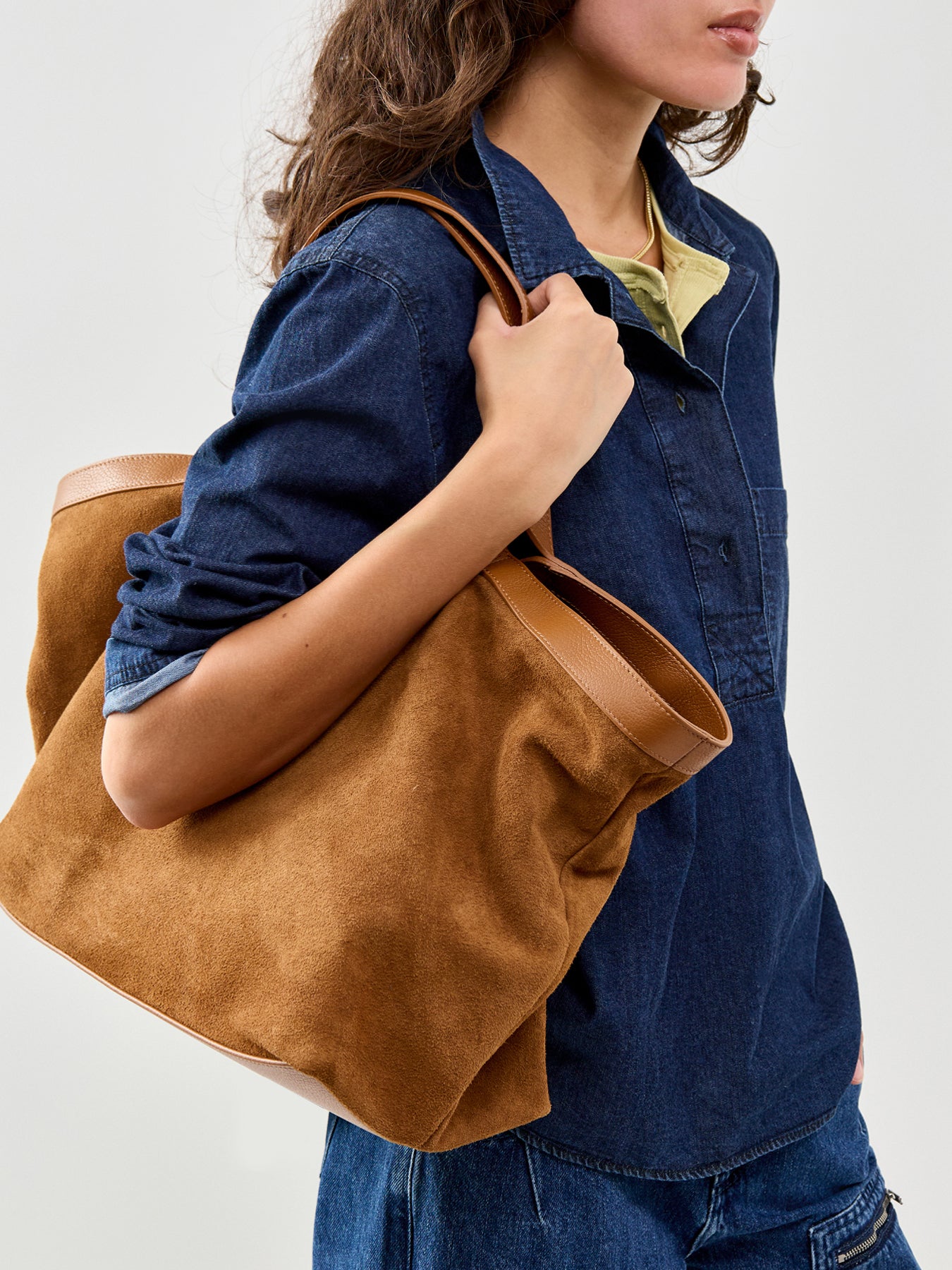 Vieras Suede Tote Bag Tan