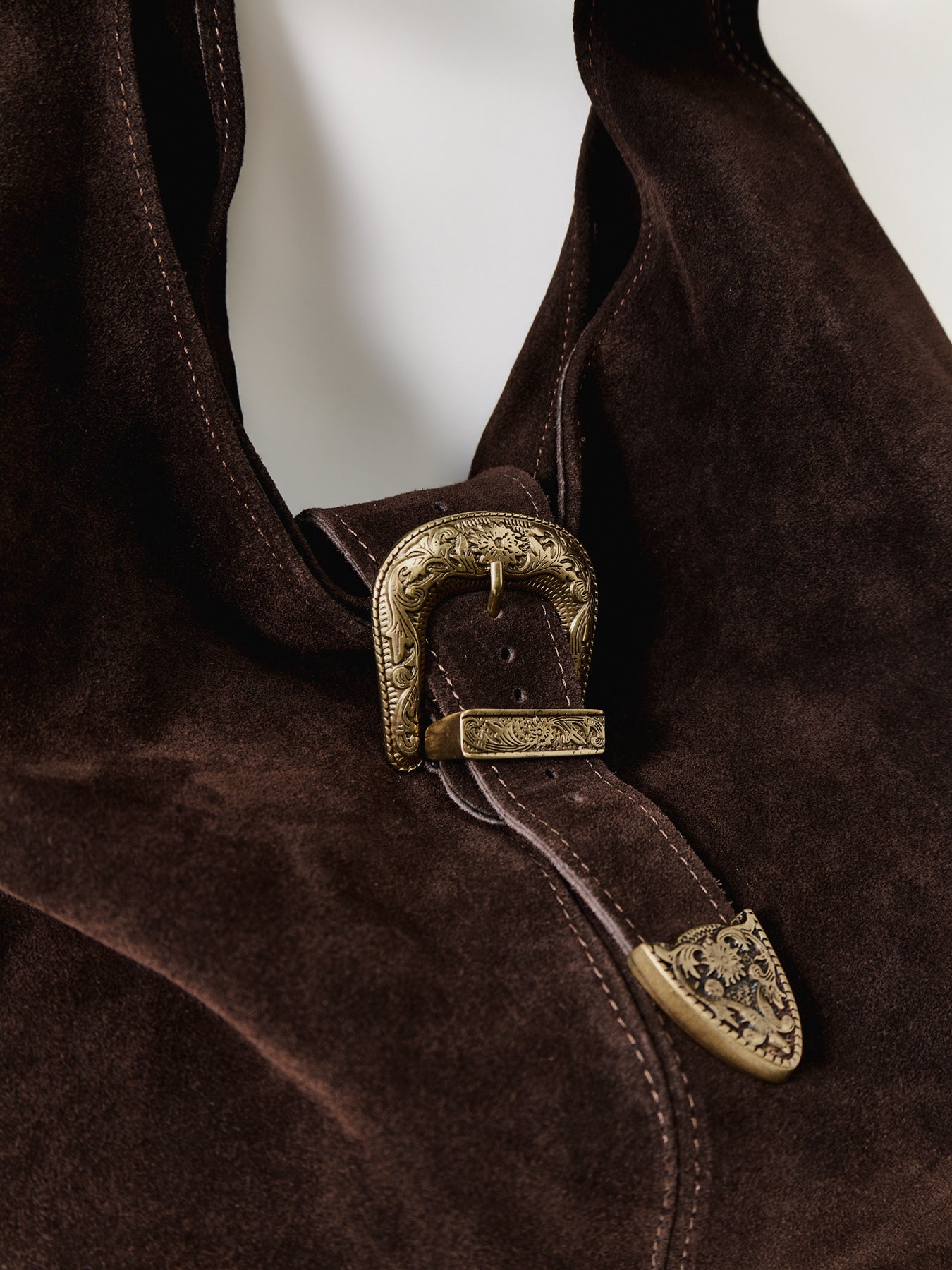 Sacca Vea Suede Tote Bag Brown