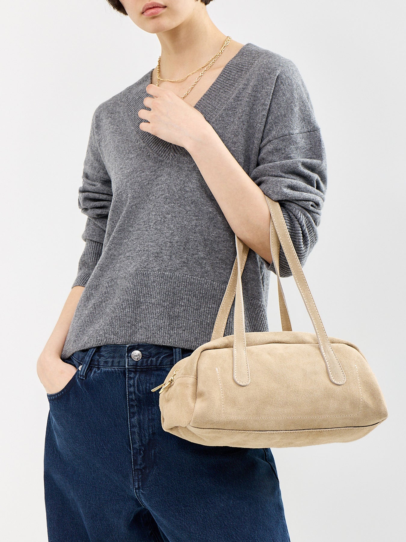 Manny Suede Tote Bag Tan