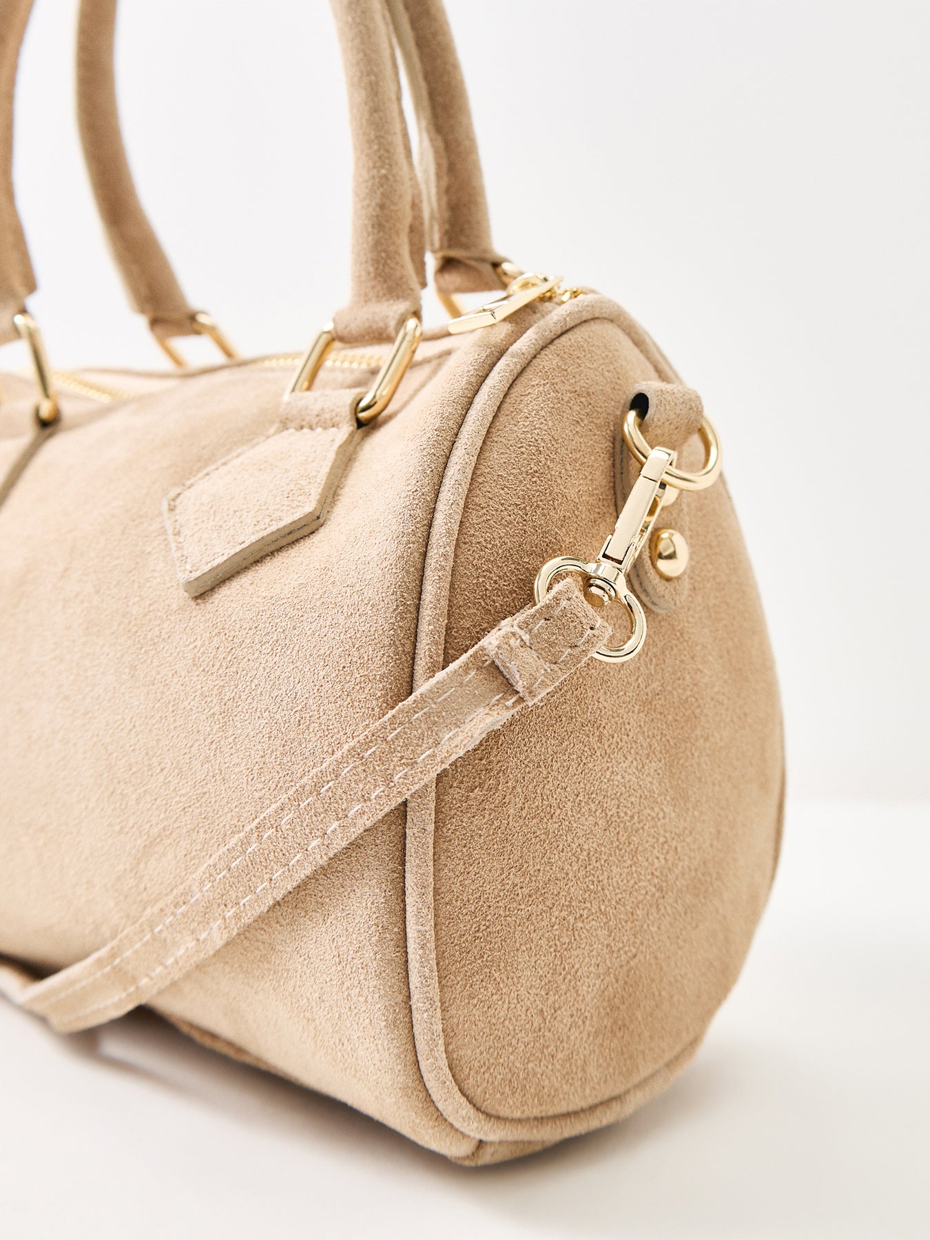 Bauletto Novo Small Suede Tote Bag Tan