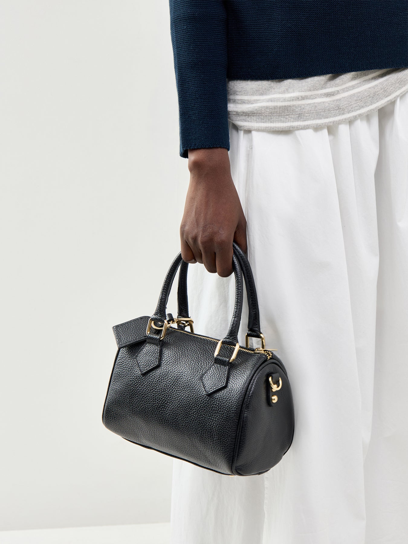 Borsa Art Bauletto Novo Small Leather Tote Bag Black