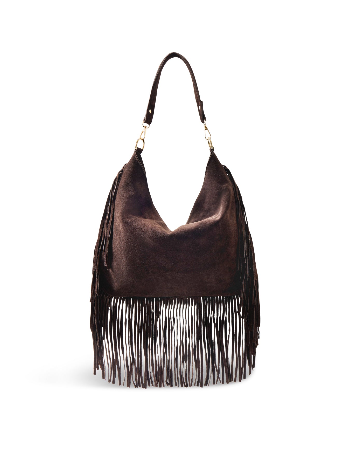Maxi Charlize Fringe Suede Shoulder Bag Brown