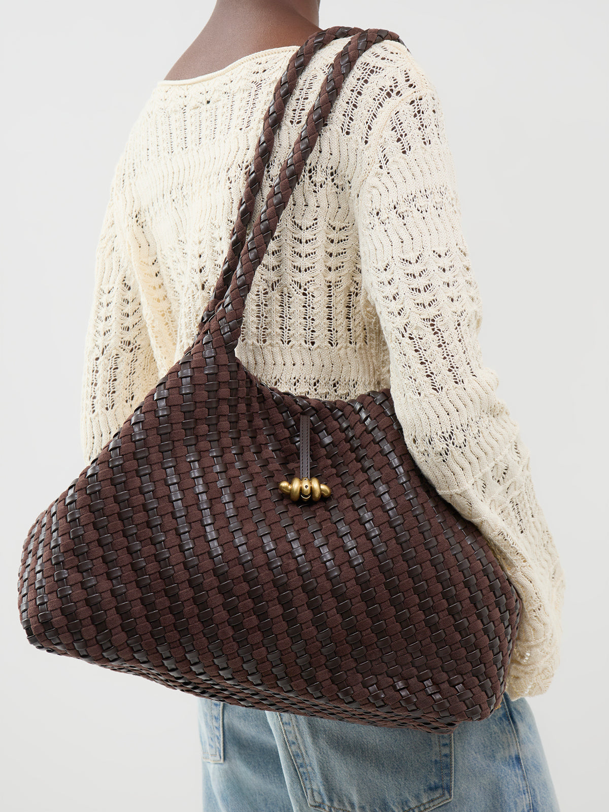 AURELIE Woven Large Tote Bag