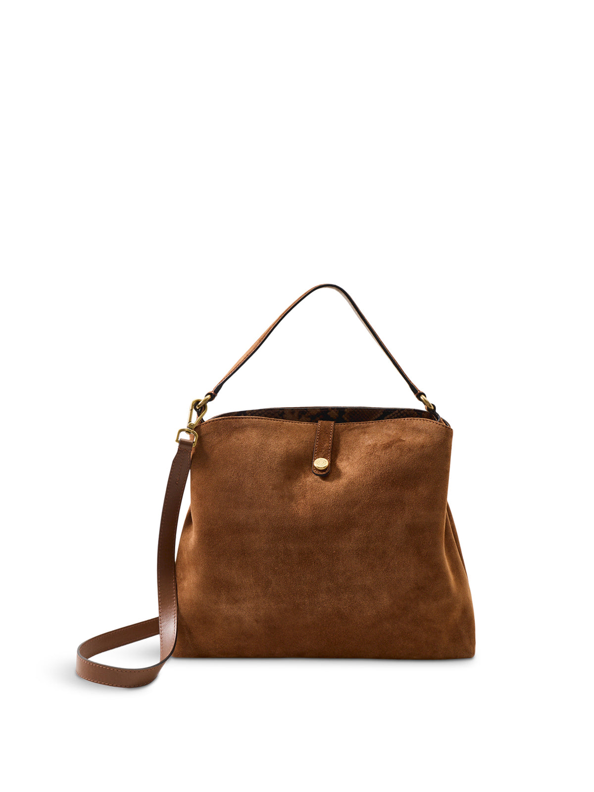 Fiona Suede Leather Shoulder Bag - Cognac