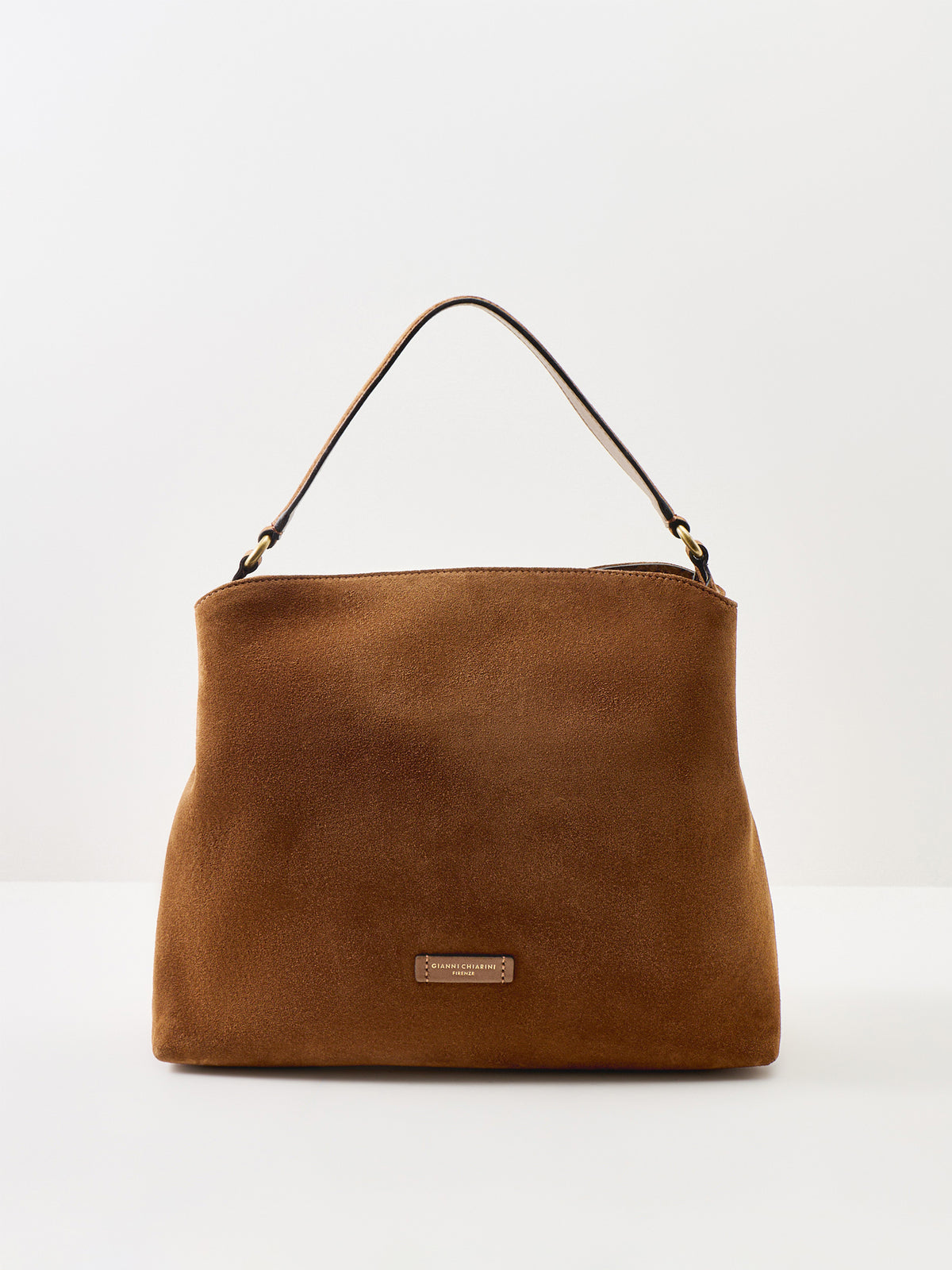 Fiona Suede Leather Shoulder Bag - Cognac