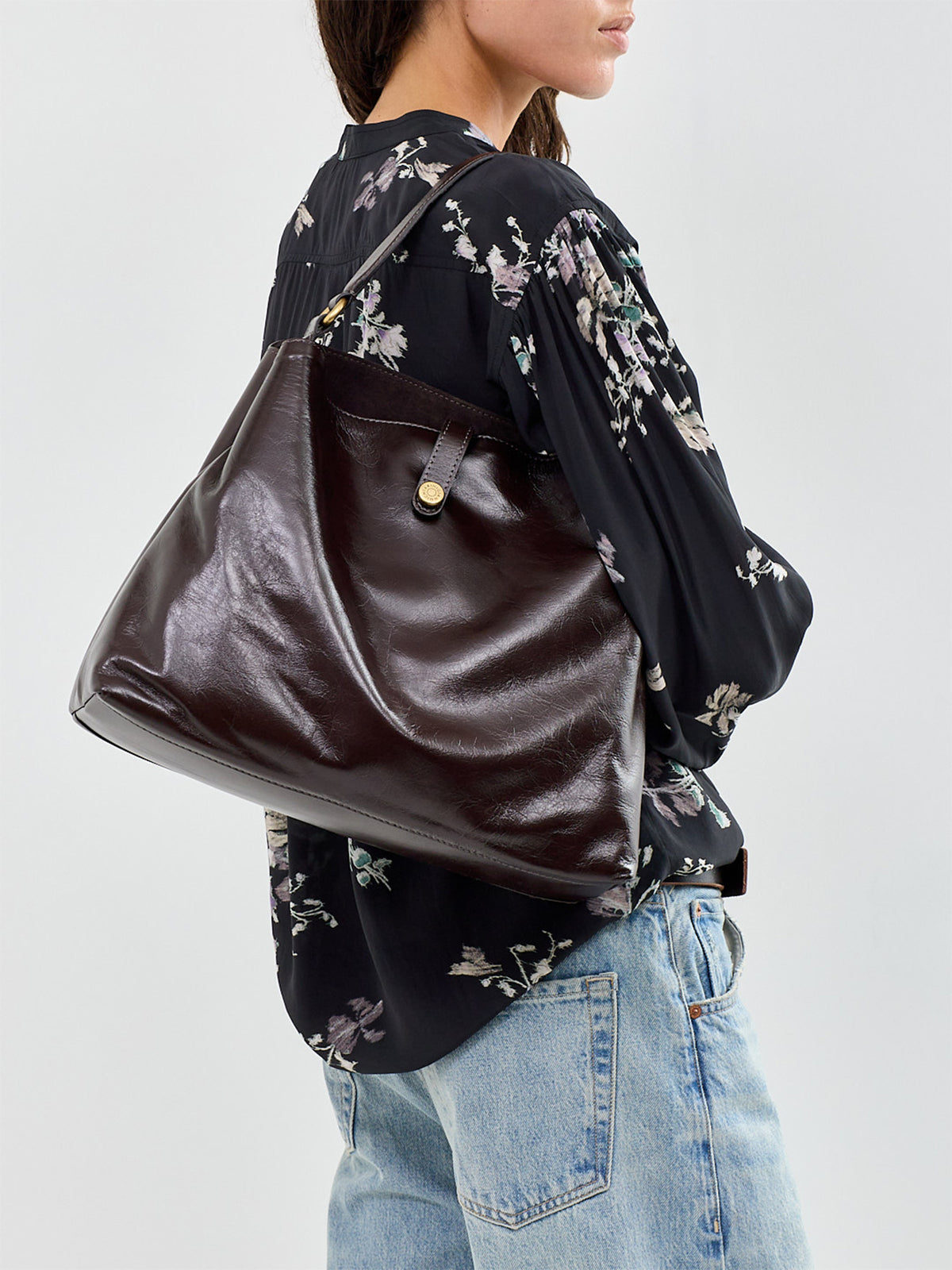 Women's FIONA Shiny Leather Shoulder Bag