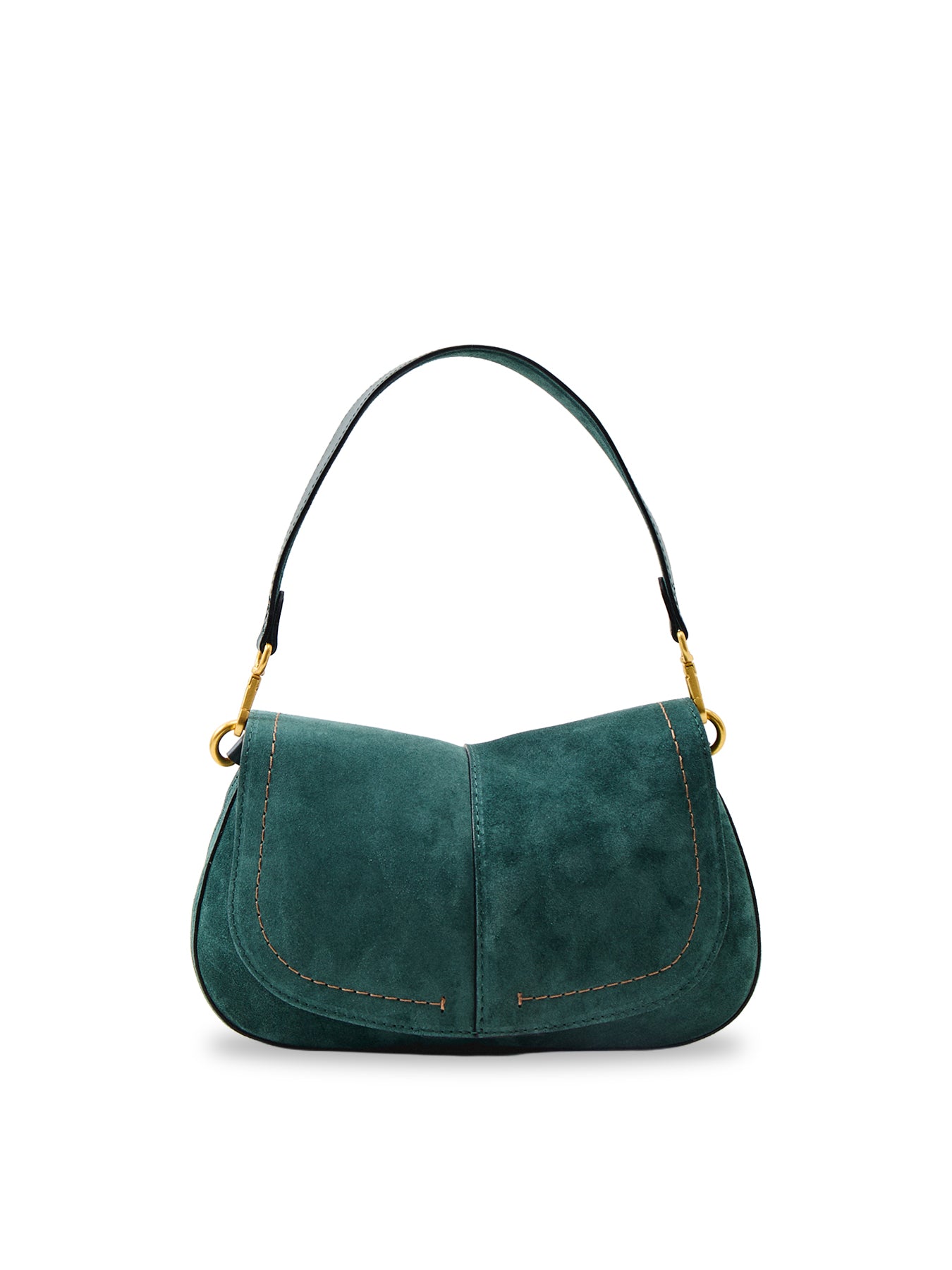 Helena Round Suede Leather Shoulder Bag Green