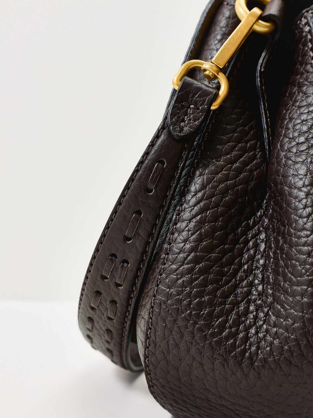 Helena Round Leather Shoulder Bag – Espresso