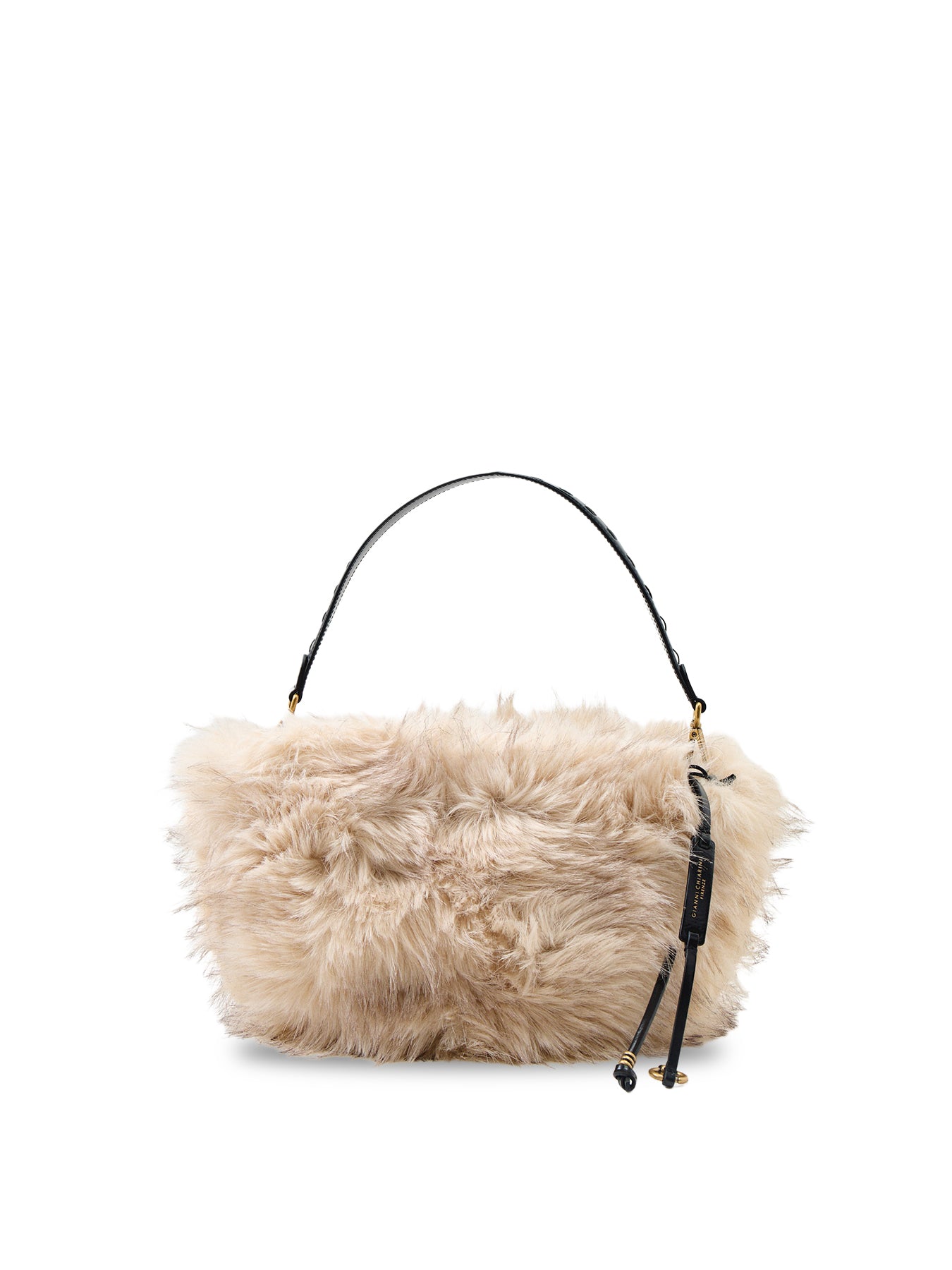 Cleo Leather And Faux-Fur Shoulder Bag Cream