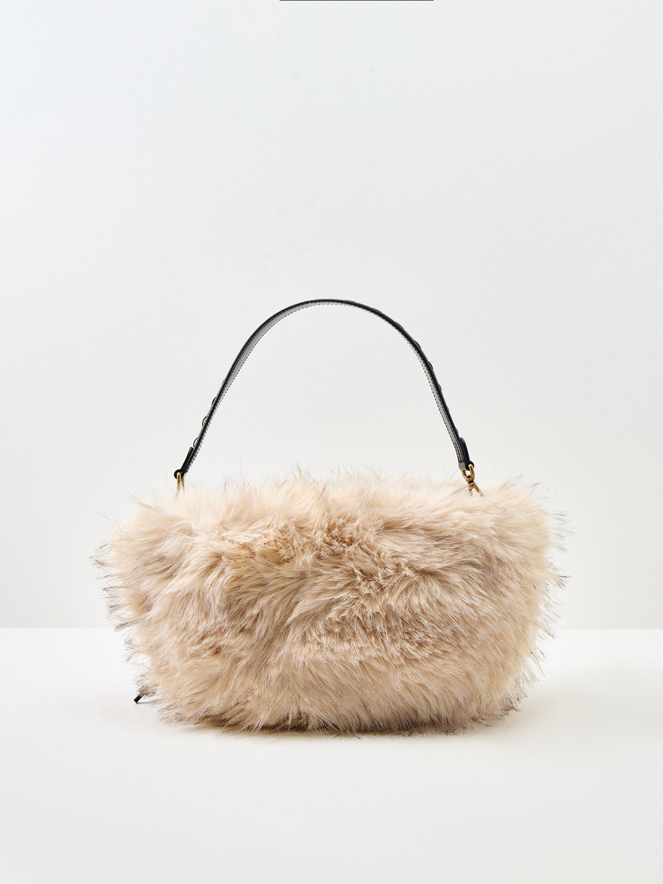Cleo Leather And Faux-Fur Shoulder Bag Cream