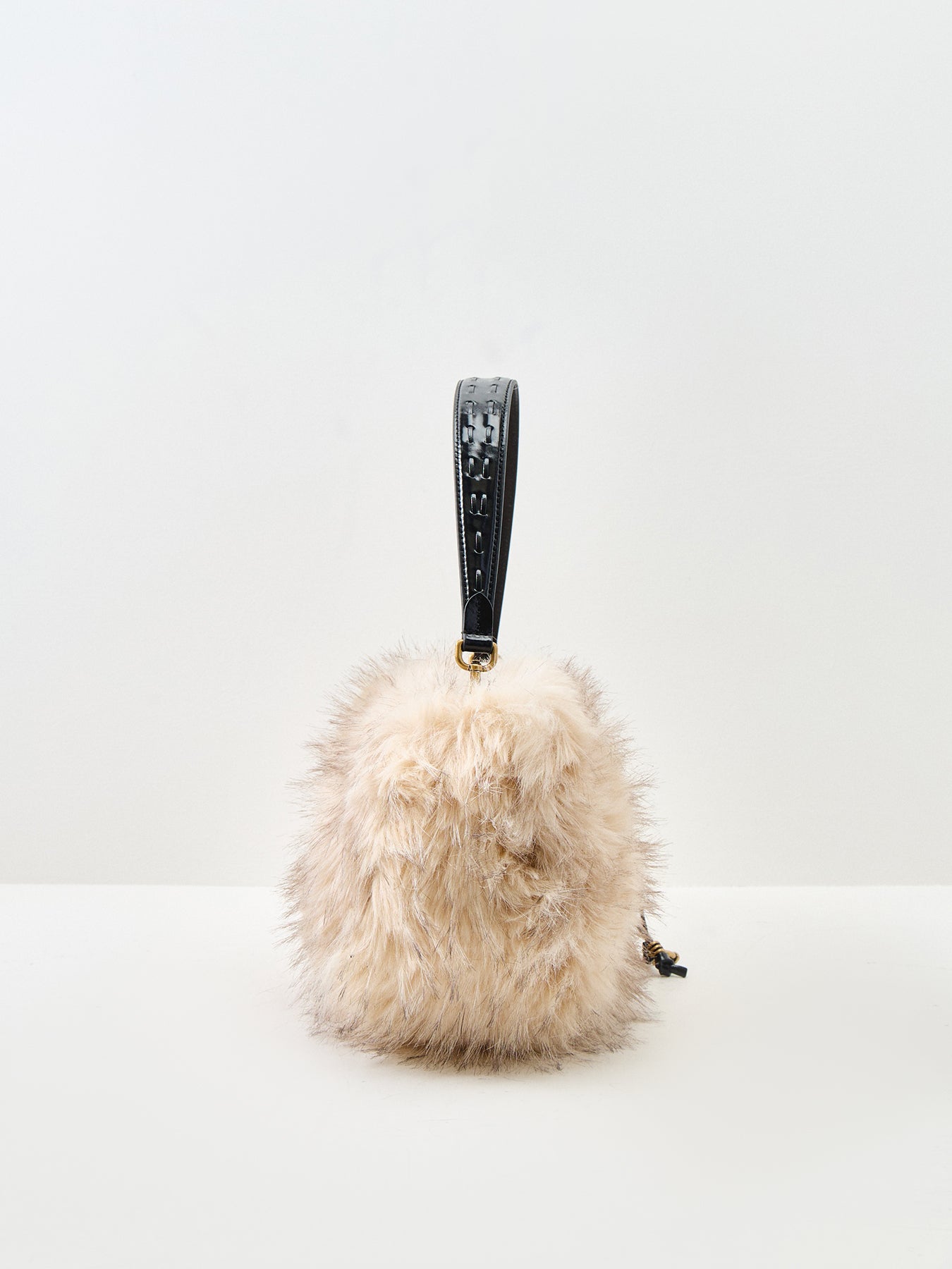 Cleo Leather And Faux-Fur Shoulder Bag Cream