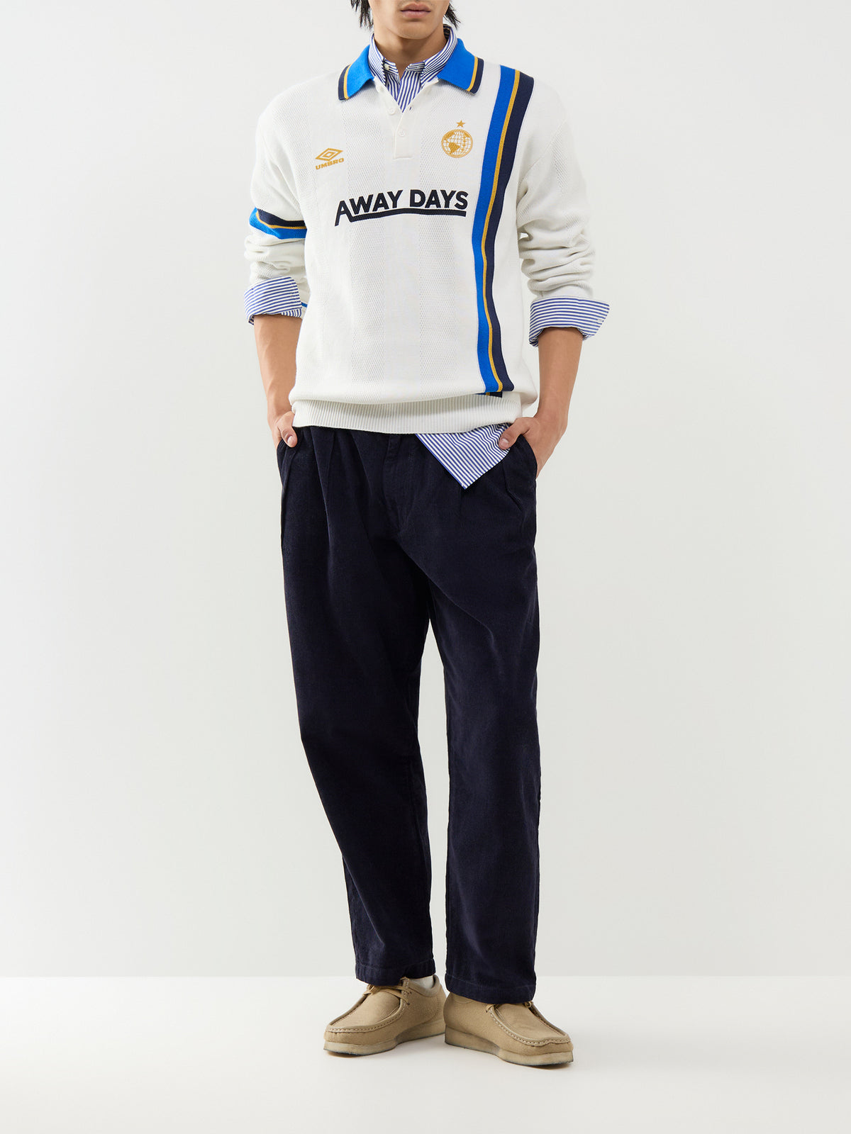 Cotton Knitted Football Long-Sleeve Polo Shirt