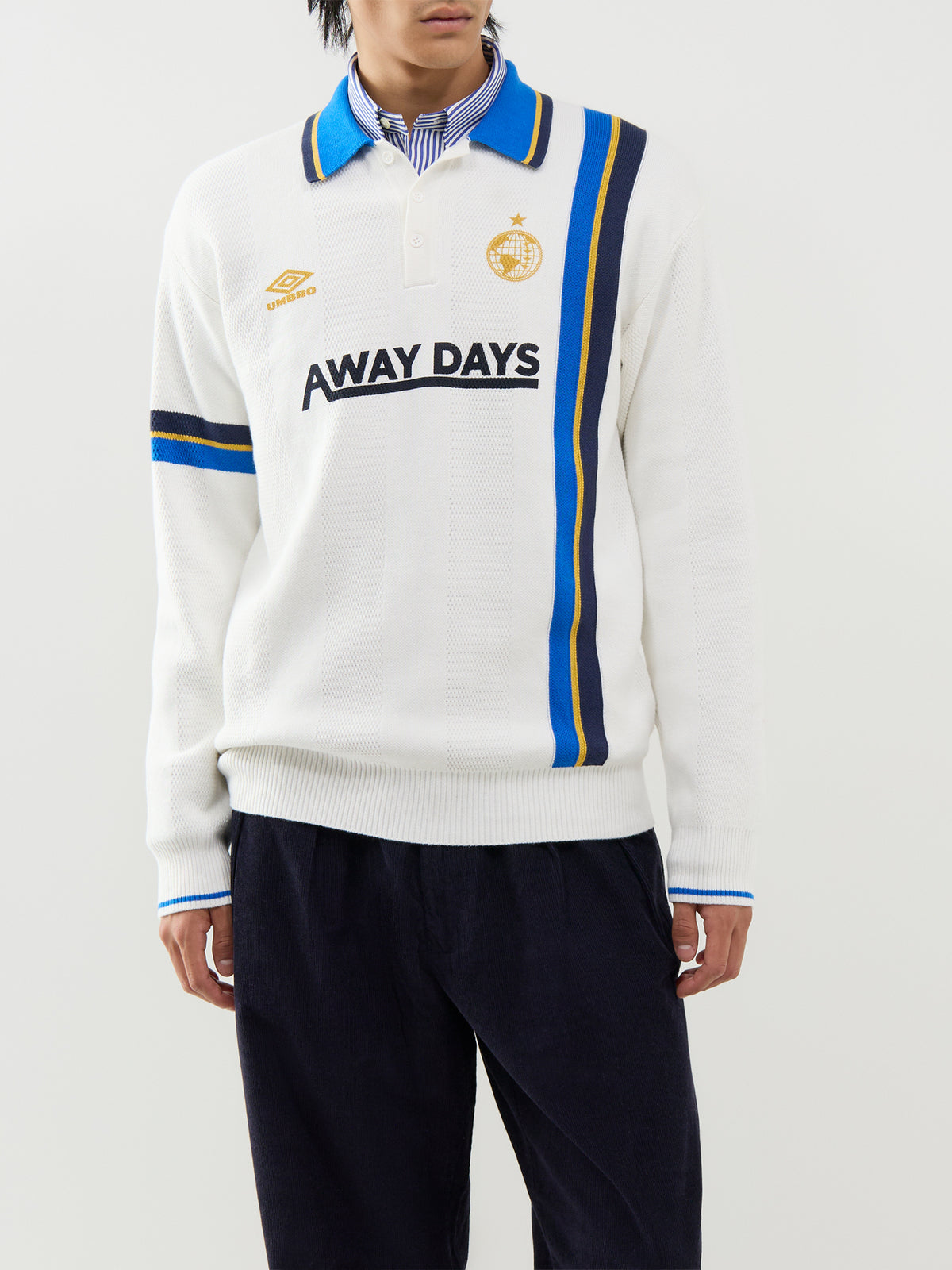 Cotton Knitted Football Long-Sleeve Polo Shirt