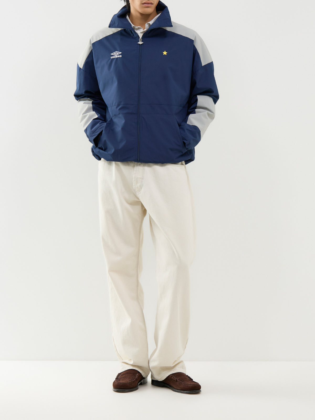 Panelled Boxy Jacket – Blue & Grey