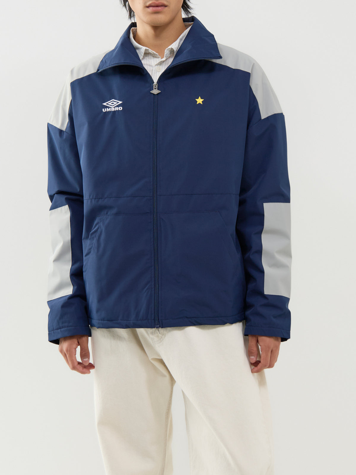 Panelled Boxy Jacket – Blue & Grey