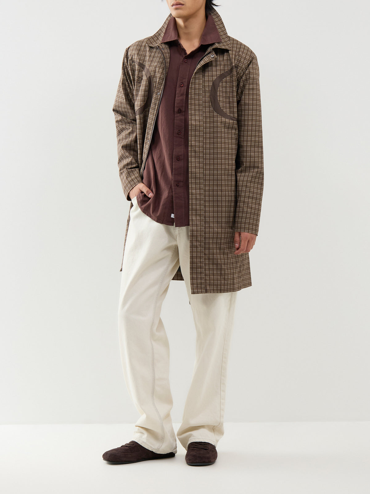 Check Trench Coat – Brown