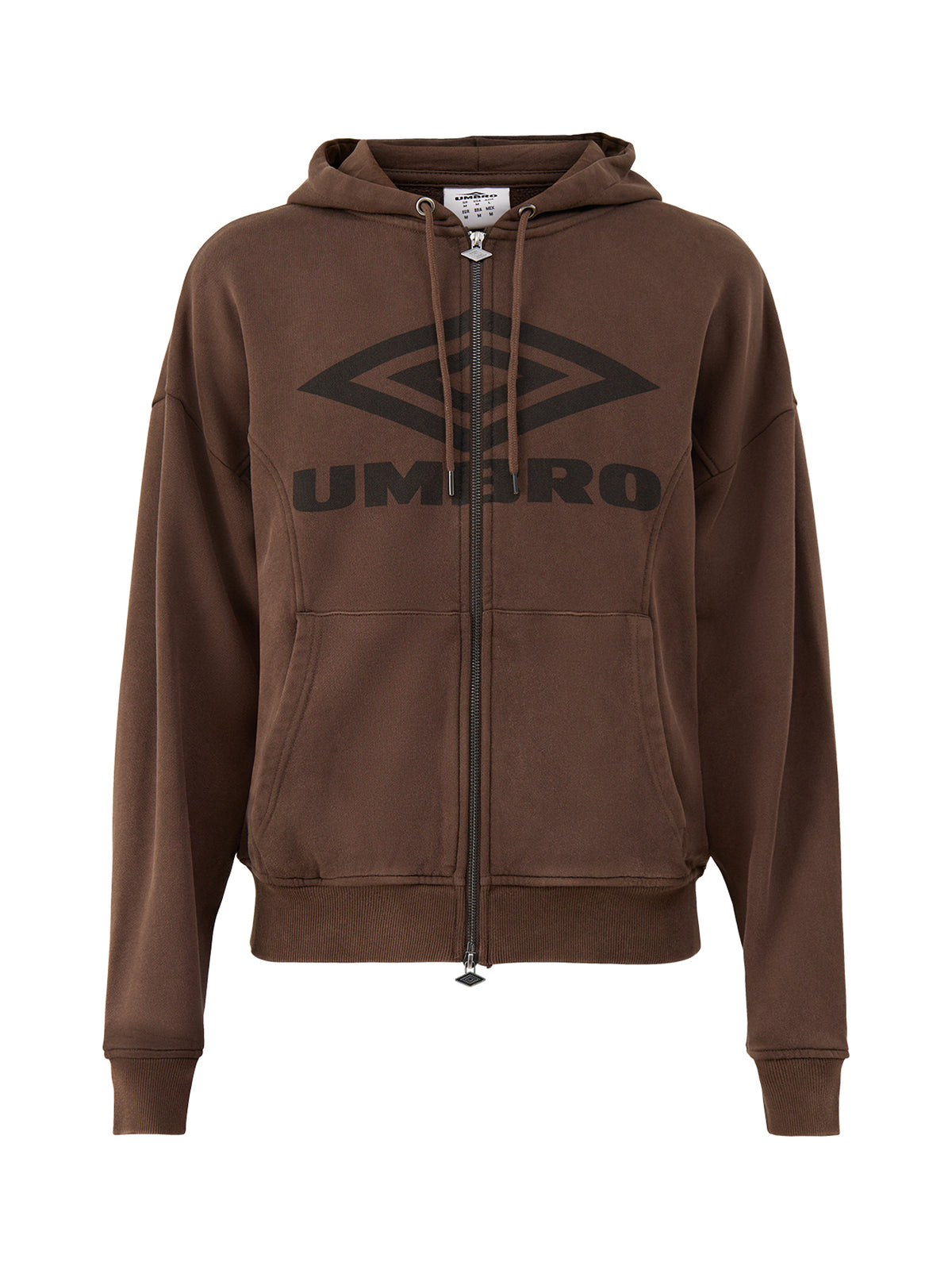 Cotton Washed Zip-Through Hoodie – Brown & Black