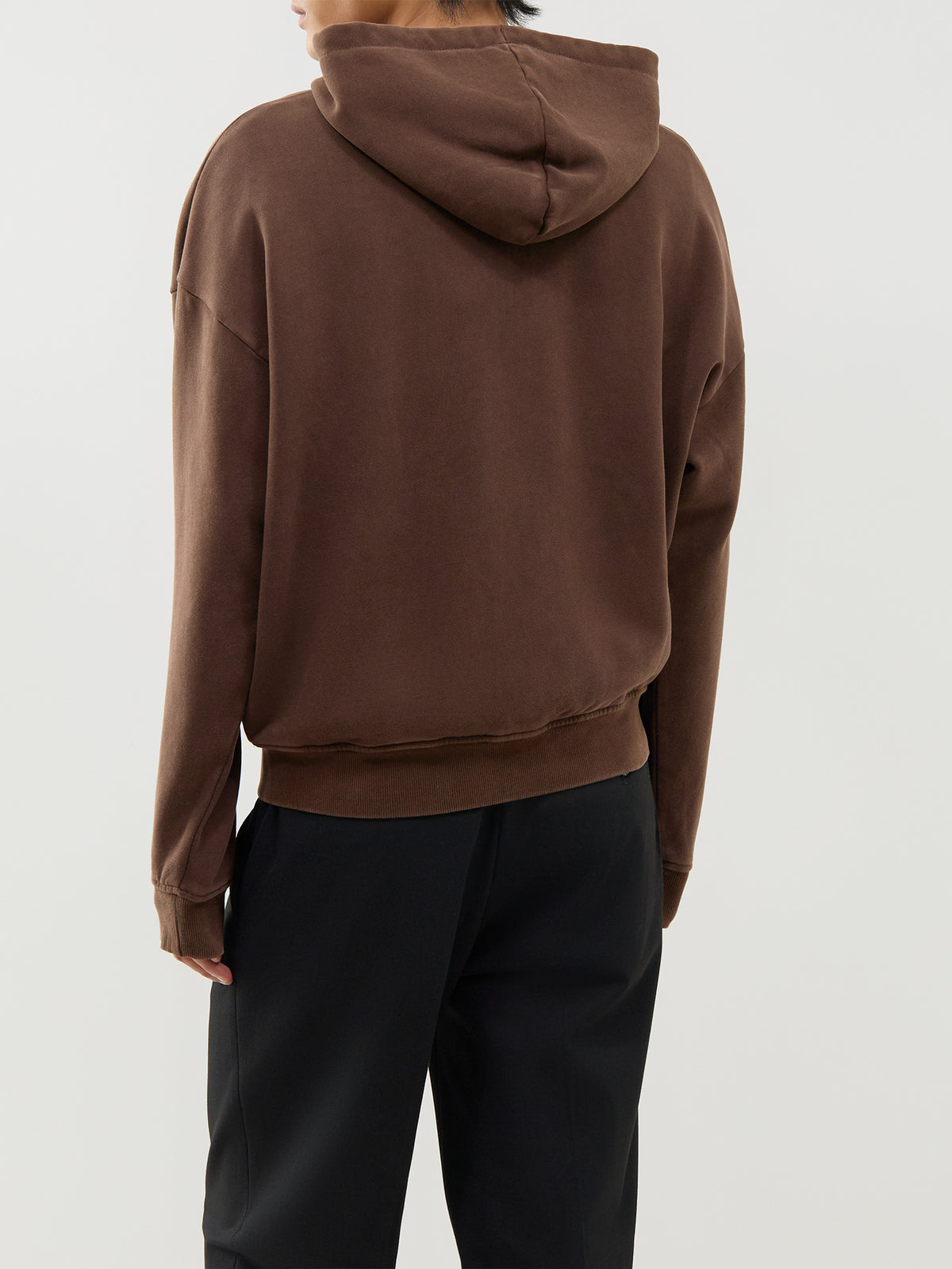 Cotton Washed Zip-Through Hoodie – Brown & Black