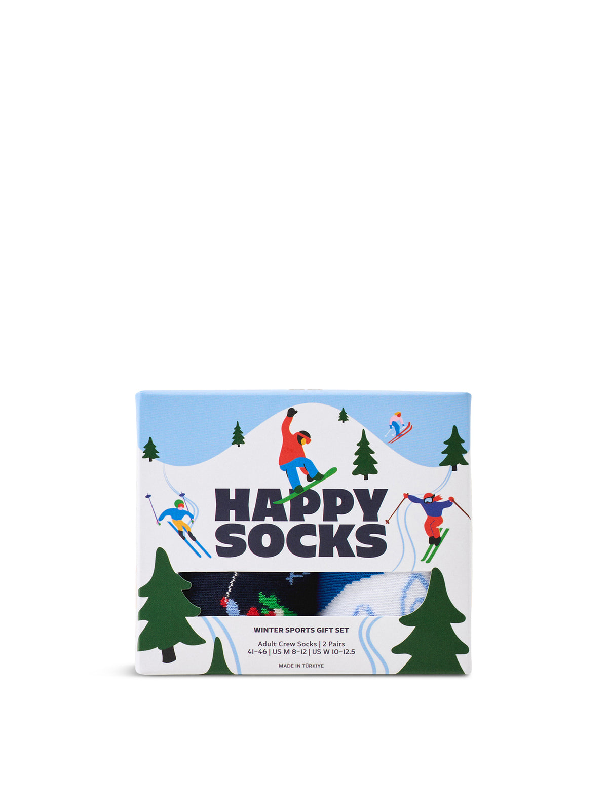 Cotton Winter Sports 2-Pack Socks Gift Box - White