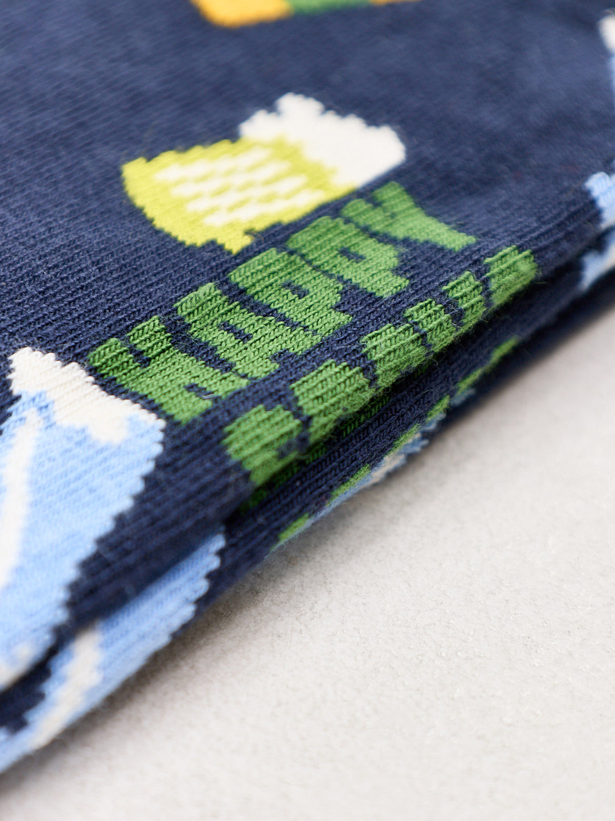 Cotton Beer Crew Socks - Navy