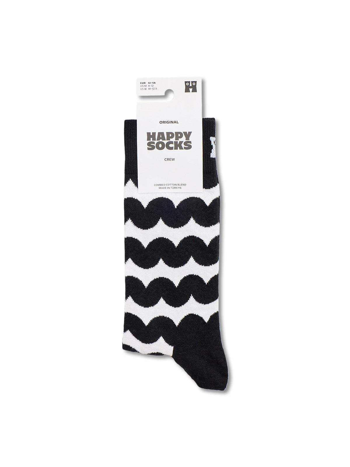 Cotton Wobbly Stripe Crew Socks - Black