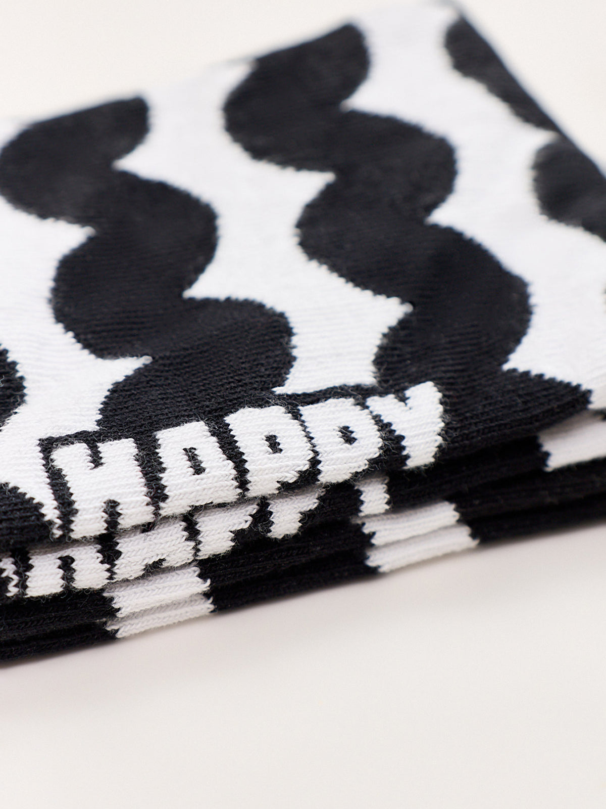 Cotton Wobbly Stripe Crew Socks - Black