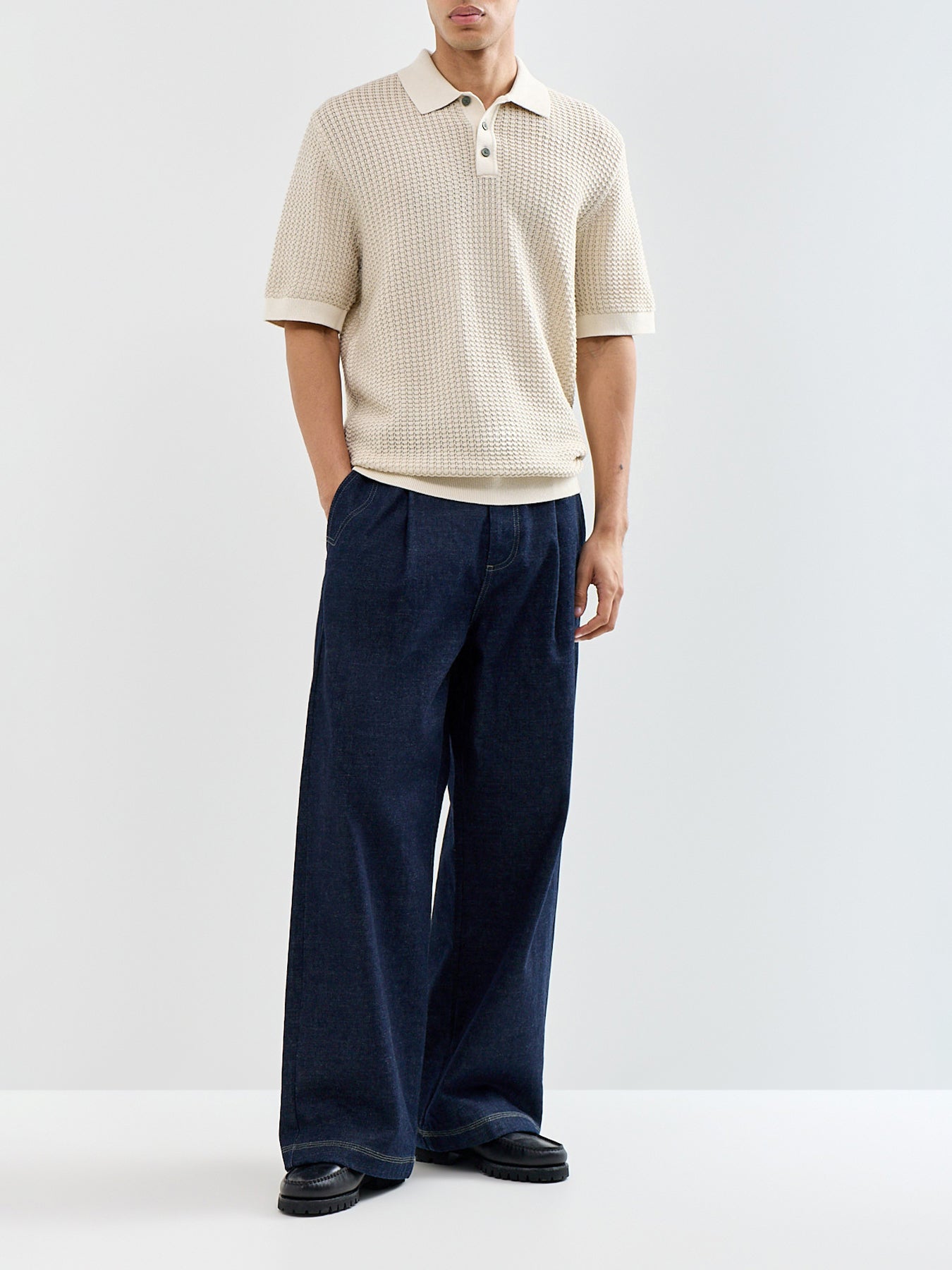Kingsley Knit Polo Shirt Cream