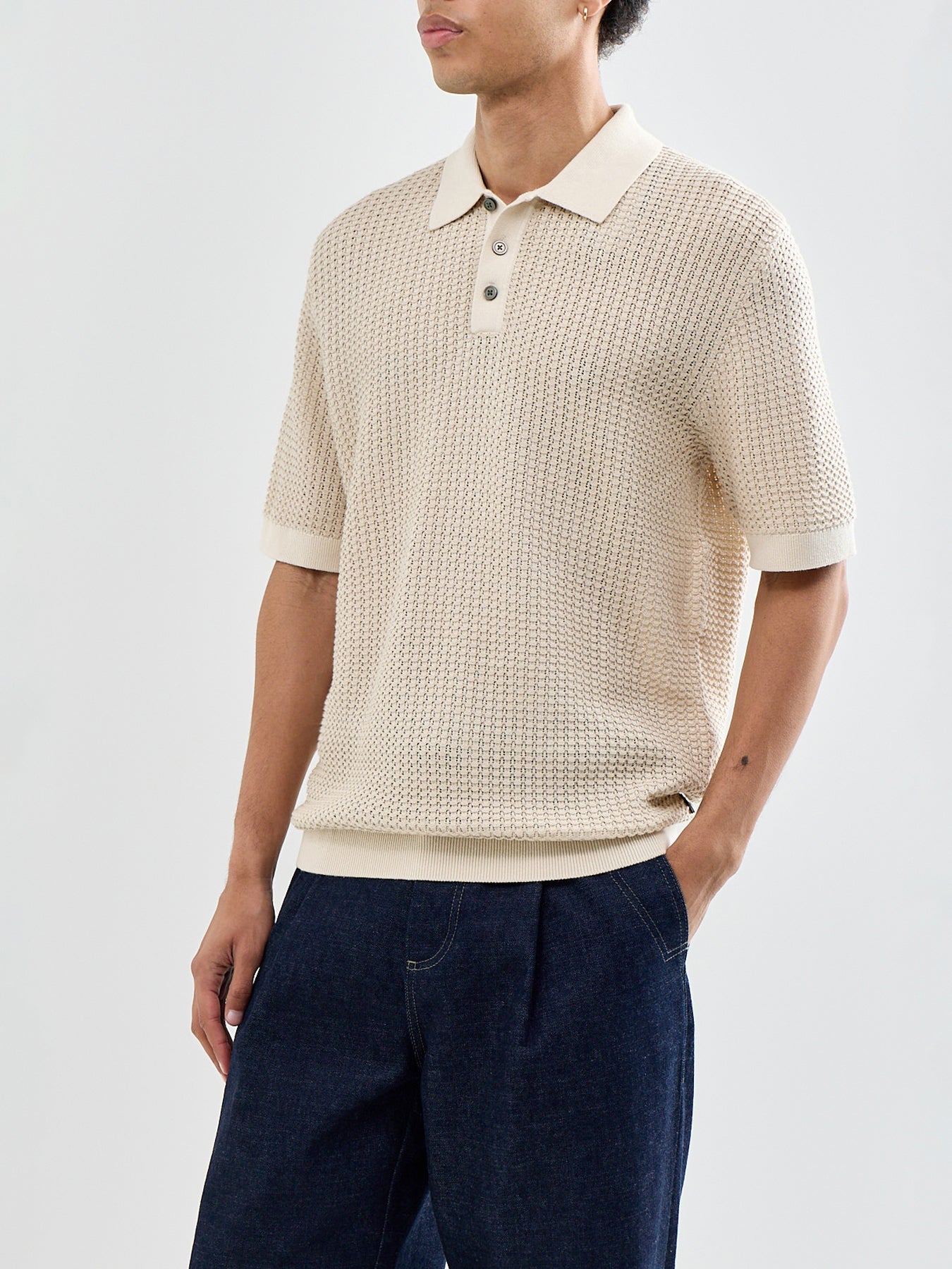 Kingsley Knit Polo Shirt Cream