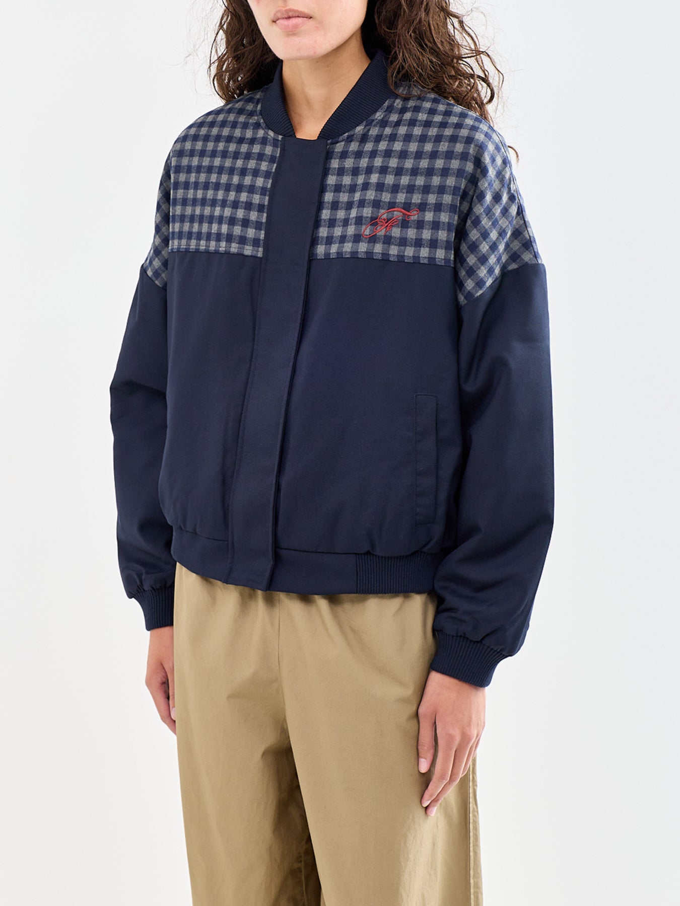 Cotton Hadong Bomber Jacket - Navy