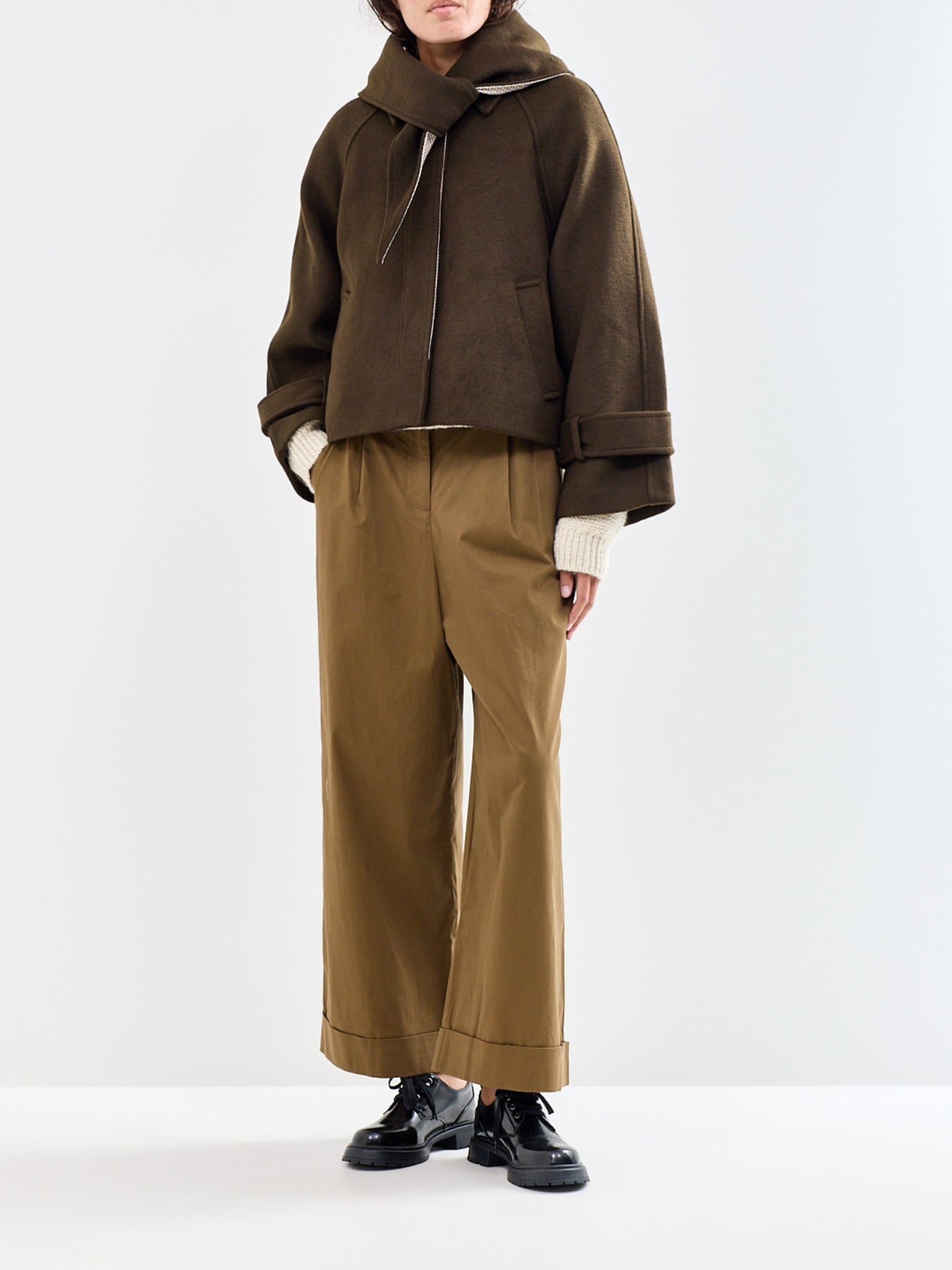 Wool Blend Pembroke Coat - Khaki