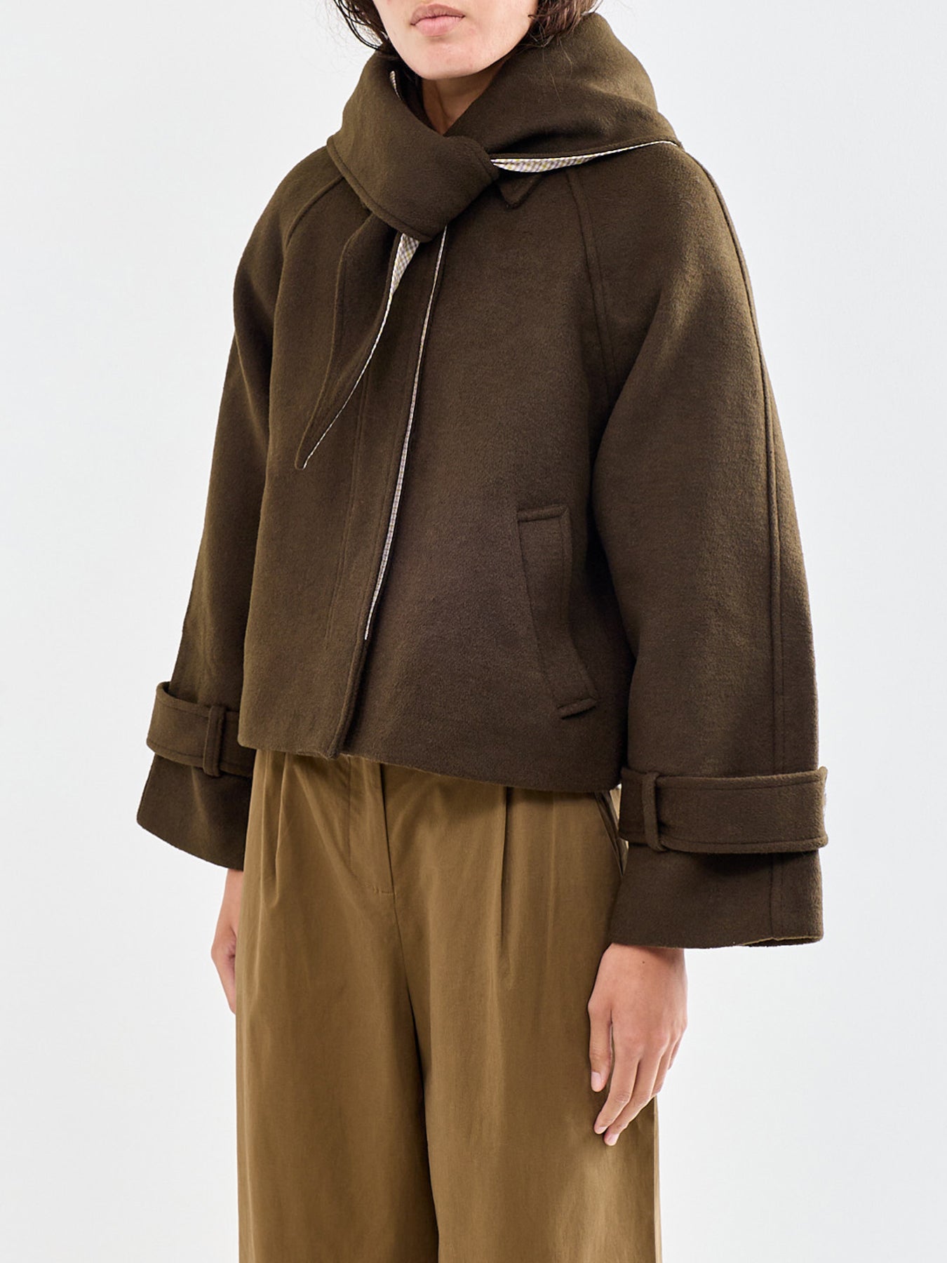 Wool Blend Pembroke Coat - Khaki