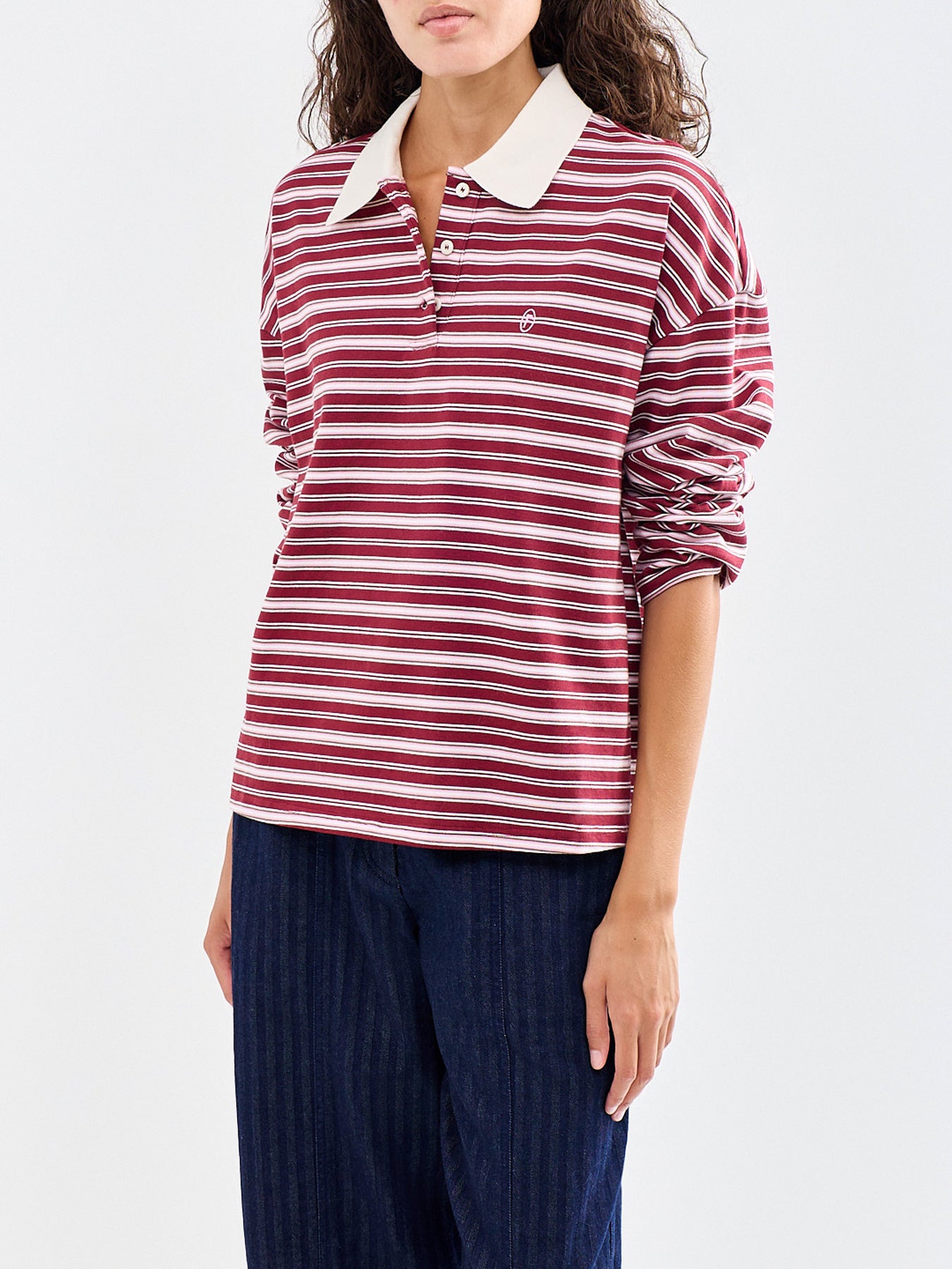 Rumoi Cotton-Blend Polo Top Red