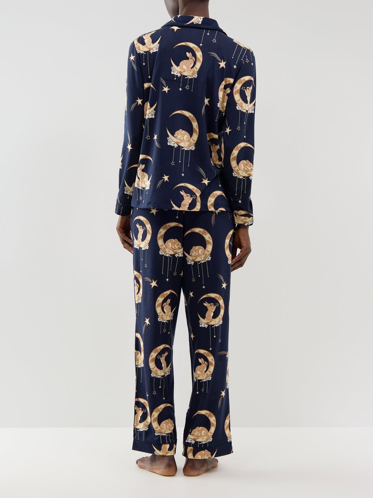Bunny On Moon Long Button-Up Pyjama Set