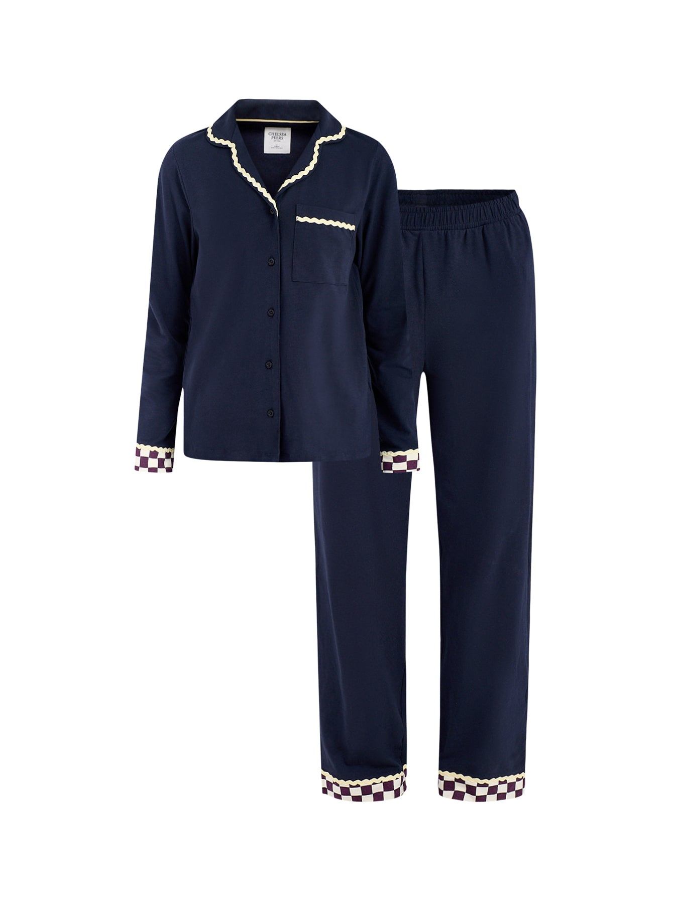 Good Night Organic Cotton Long Pyjama Set Navy