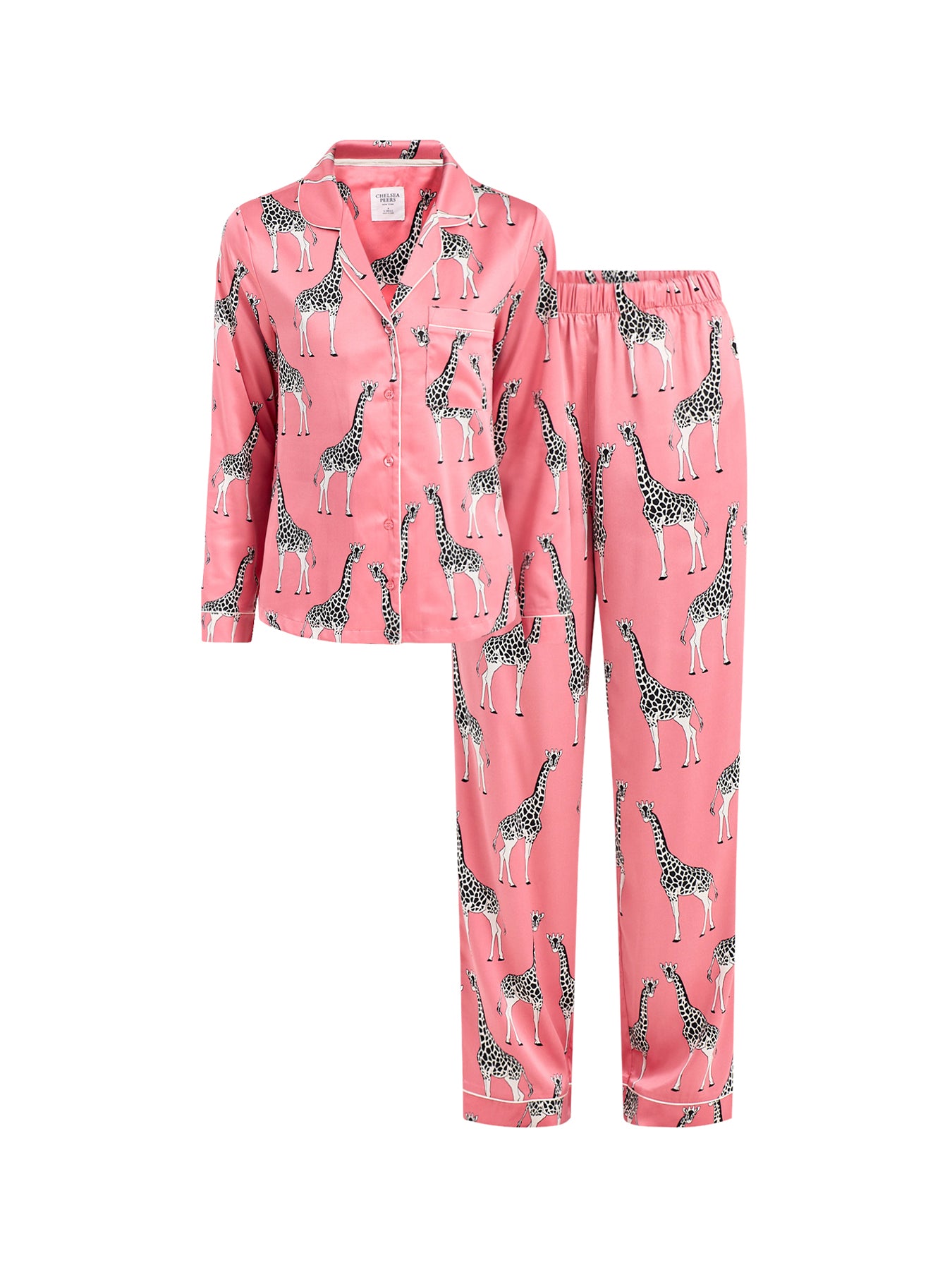 Giraffe Recycled Polyester Long Pyjama Set Pink