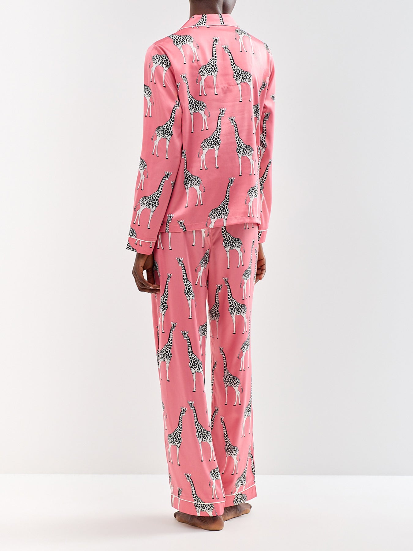 Giraffe Recycled Polyester Long Pyjama Set Pink
